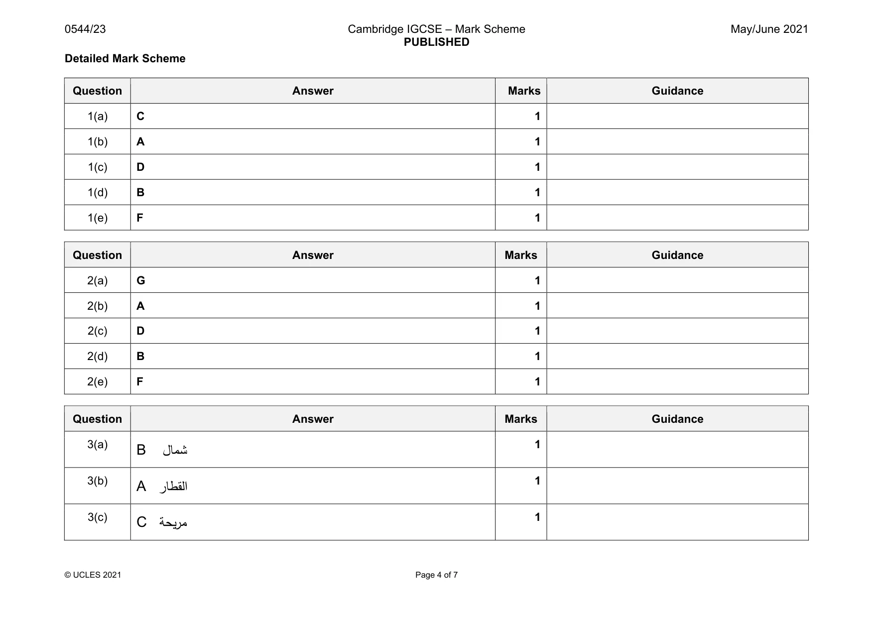 Mark scheme, page 4 of 7