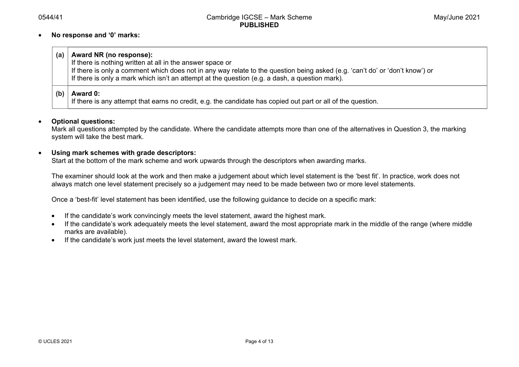 Mark scheme, page 4 of 13