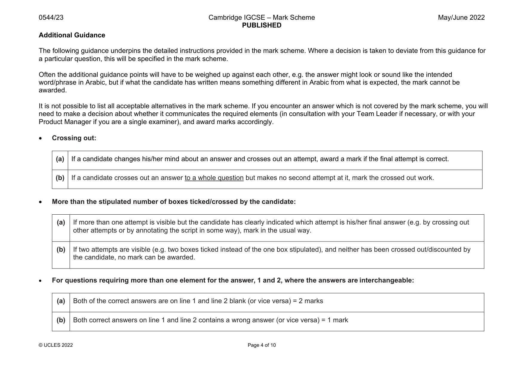 Mark scheme, page 4 of 10