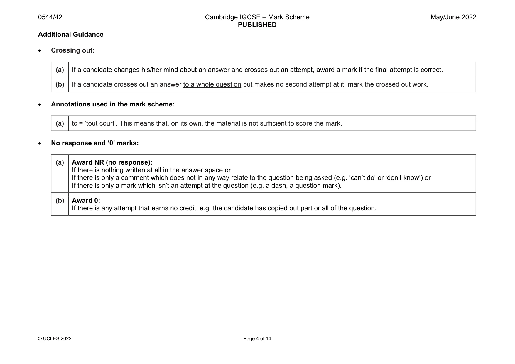 Mark scheme, page 4 of 14