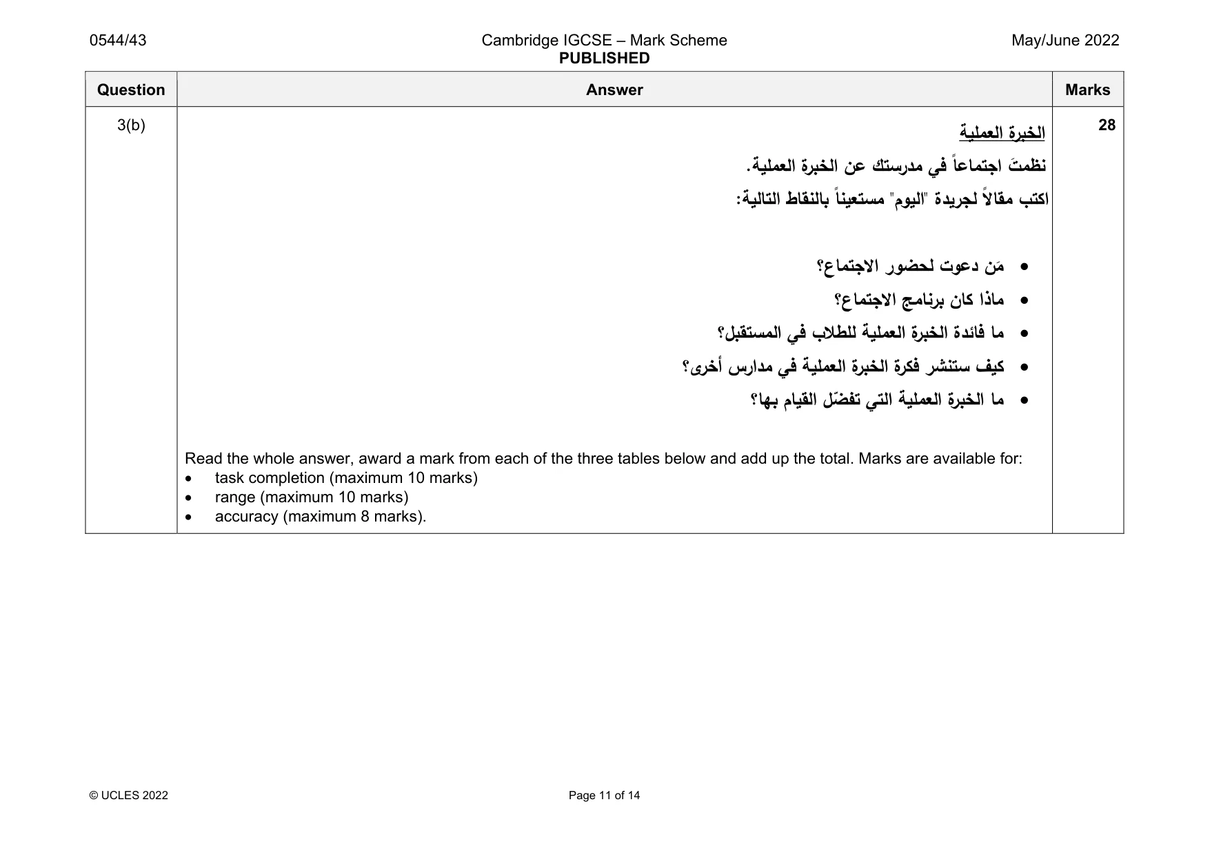Mark scheme, page 11 of 14