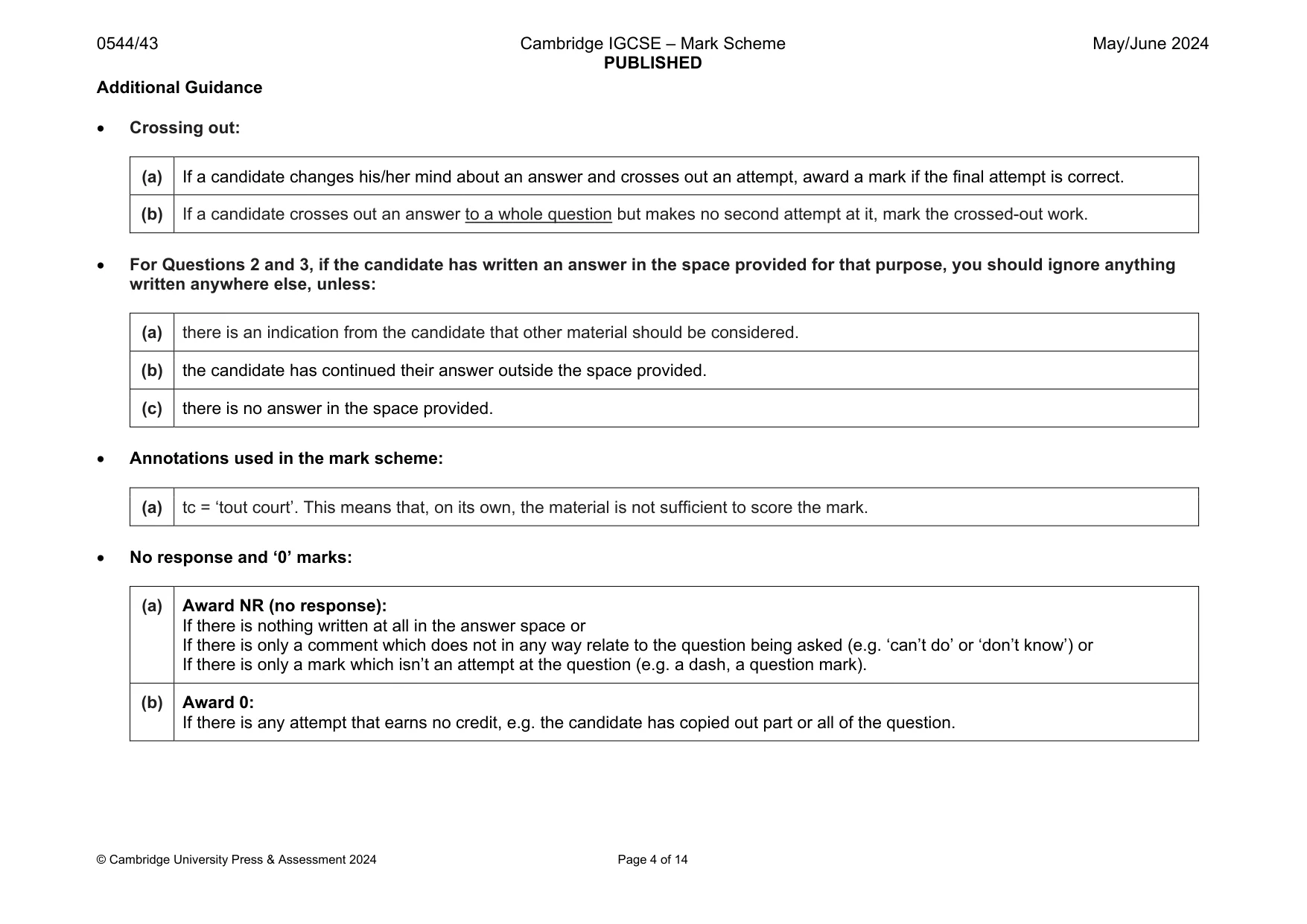 Mark scheme, page 4 of 14