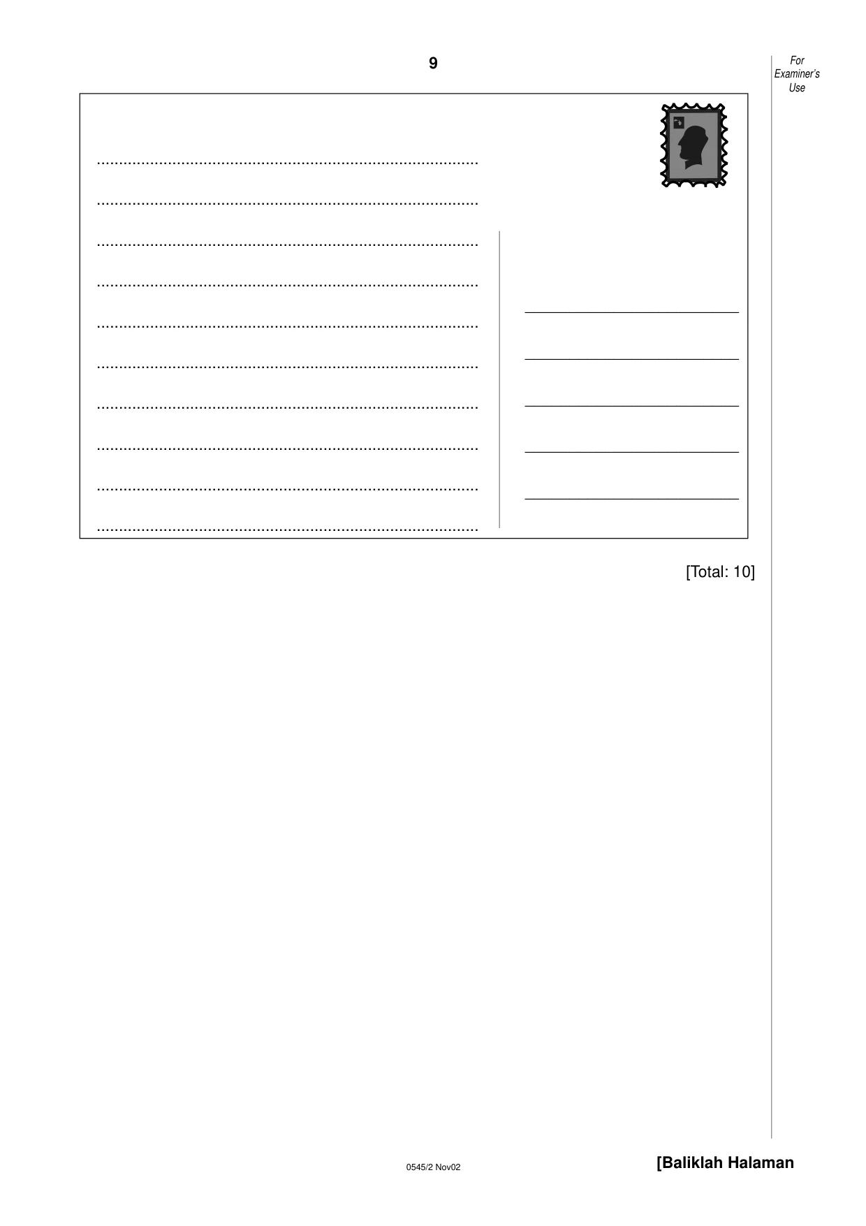 Cambridge IGCSE Indonesian - Foreign Language 0545 2002 Oct/Nov Paper 2 · Variant 1 question paper, page 9 of 20