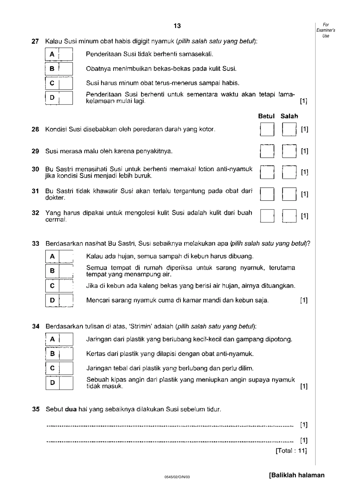 Cambridge IGCSE Indonesian - Foreign Language 0545 2003 Oct/Nov Paper 2 · Variant 1 question paper, page 13 of 16
