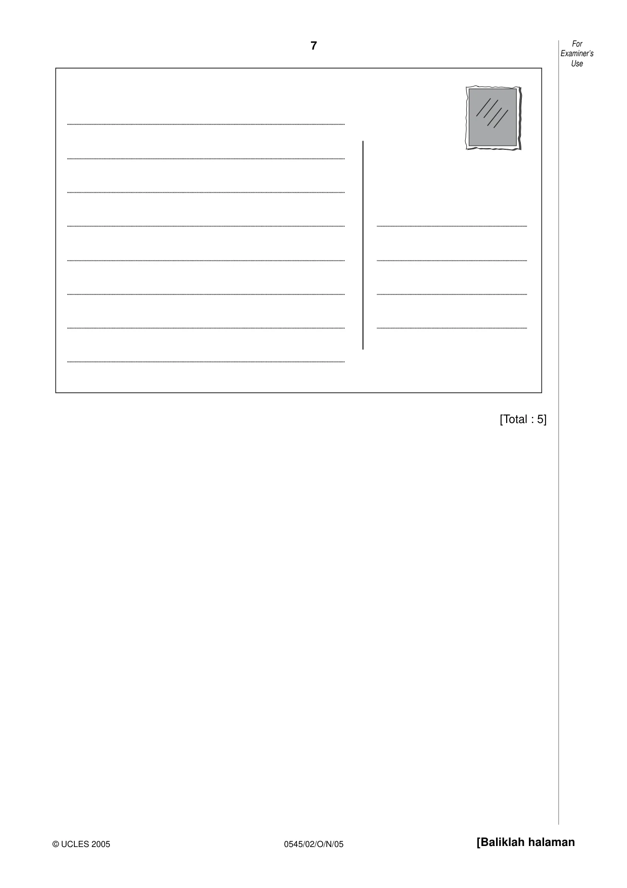 Cambridge IGCSE Indonesian - Foreign Language 0545 2005 Oct/Nov Paper 2 · Variant 1 question paper, page 7 of 16