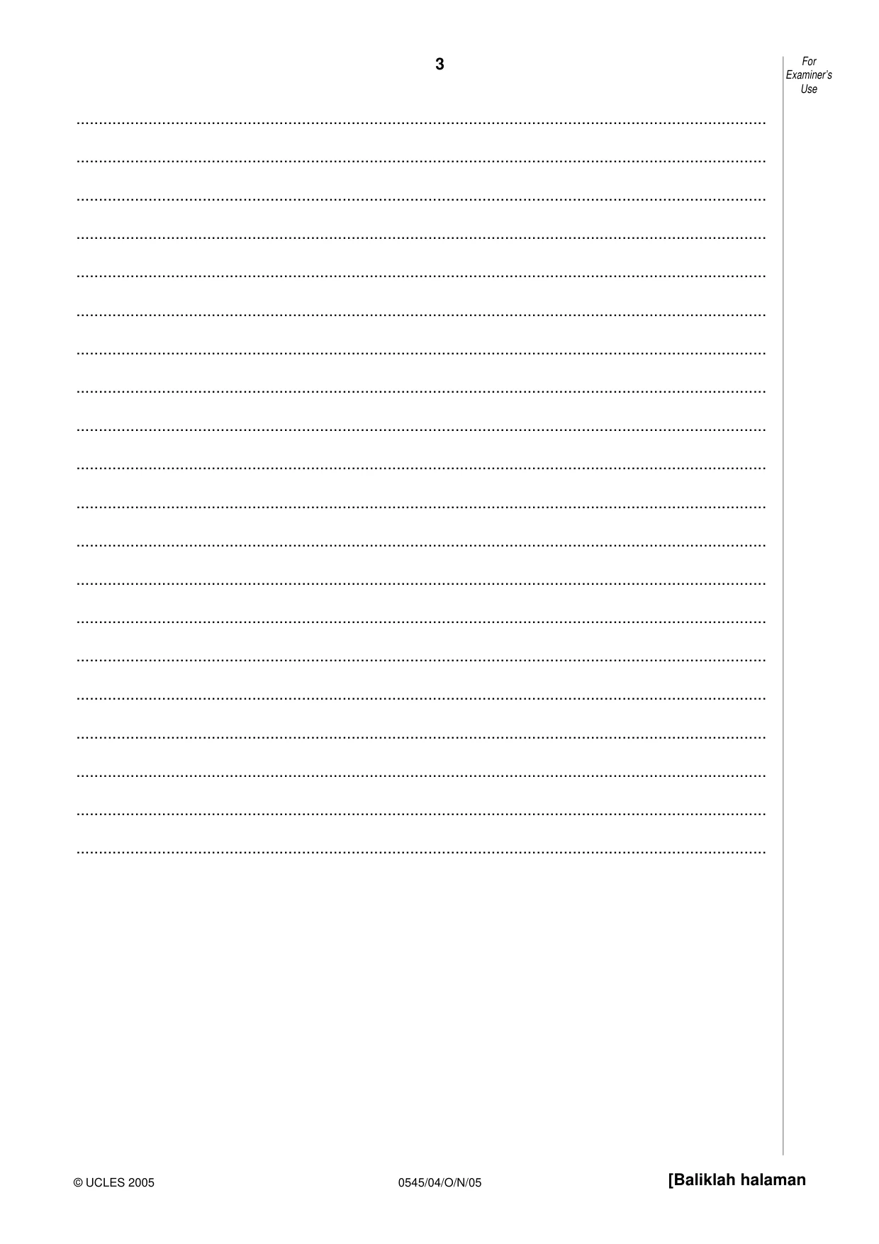 Cambridge IGCSE Indonesian - Foreign Language 0545 2005 Oct/Nov Paper 4 · Variant 1 question paper, page 3 of 4