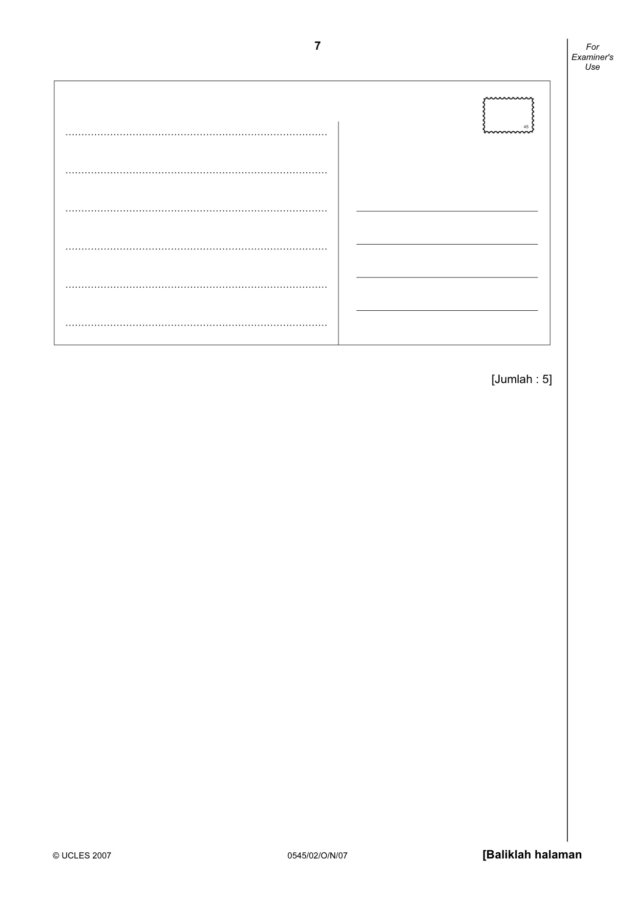 Cambridge IGCSE Indonesian - Foreign Language 0545 2007 Oct/Nov Paper 2 · Variant 1 question paper, page 7 of 16