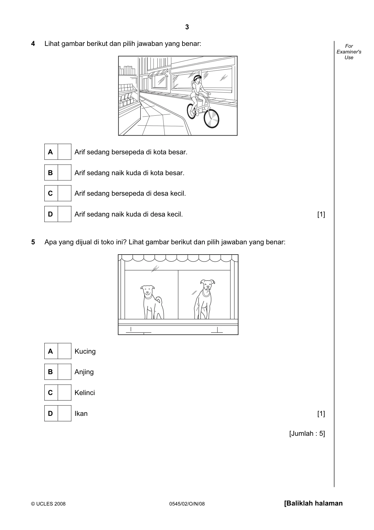 Cambridge IGCSE Indonesian - Foreign Language 0545 2008 Oct/Nov Paper 2 · Variant 1 question paper, page 3 of 16