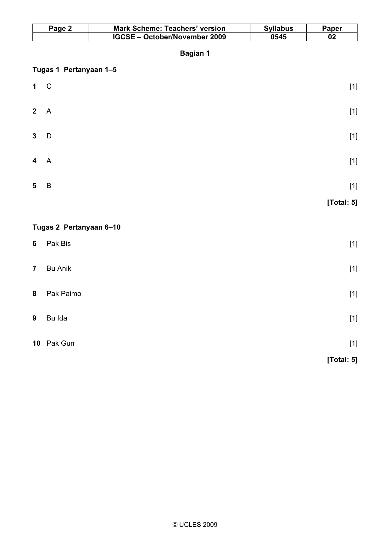 Mark scheme, page 2 of 10