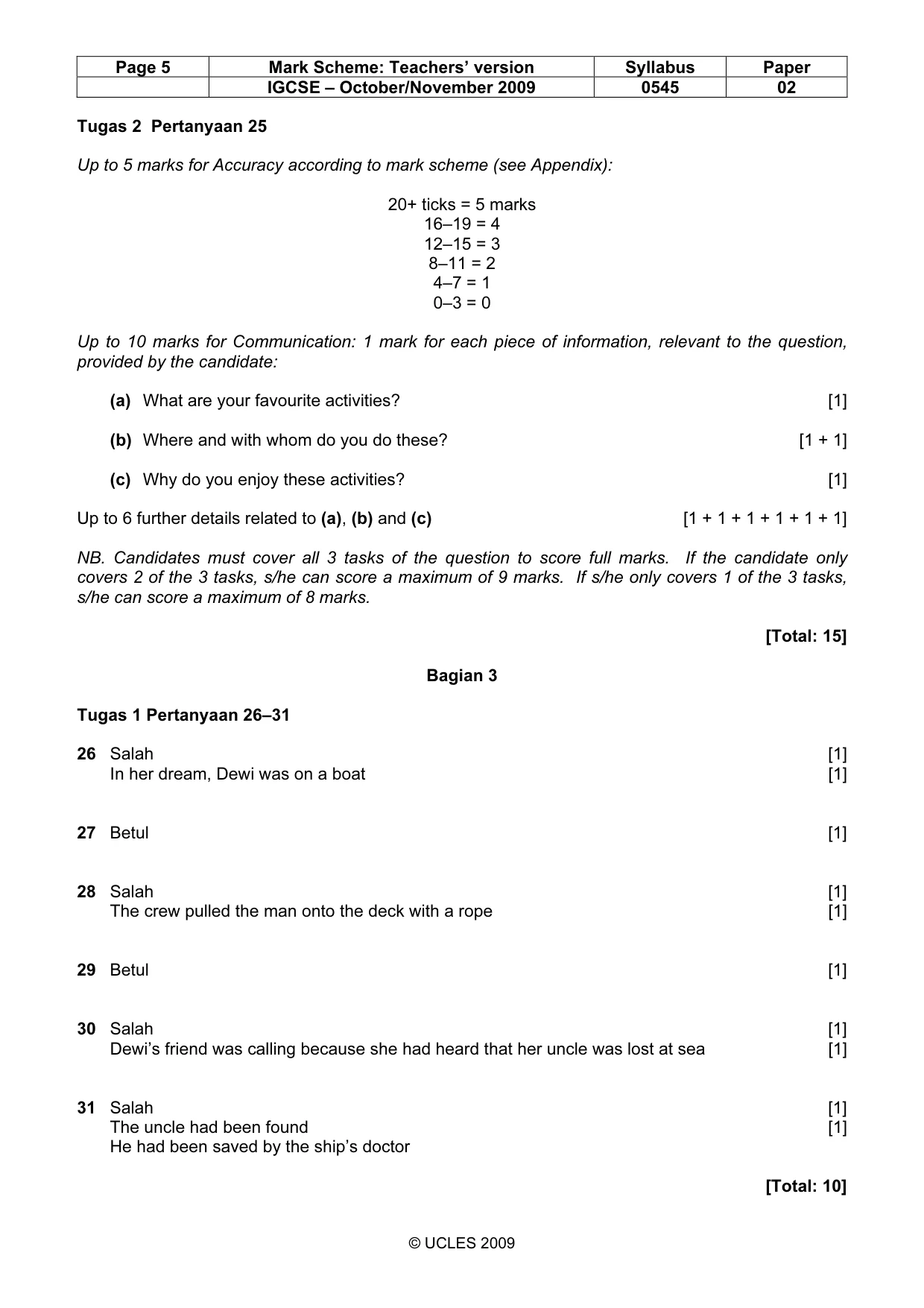 Mark scheme, page 5 of 10