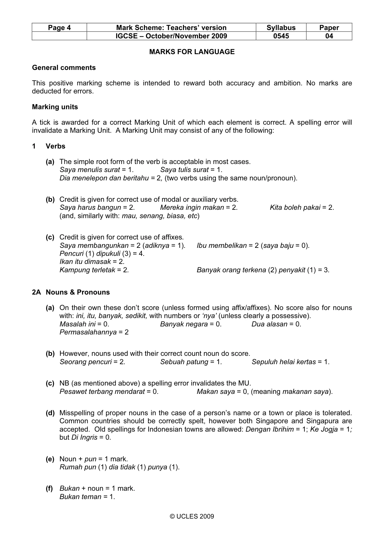 Mark scheme, page 4 of 9
