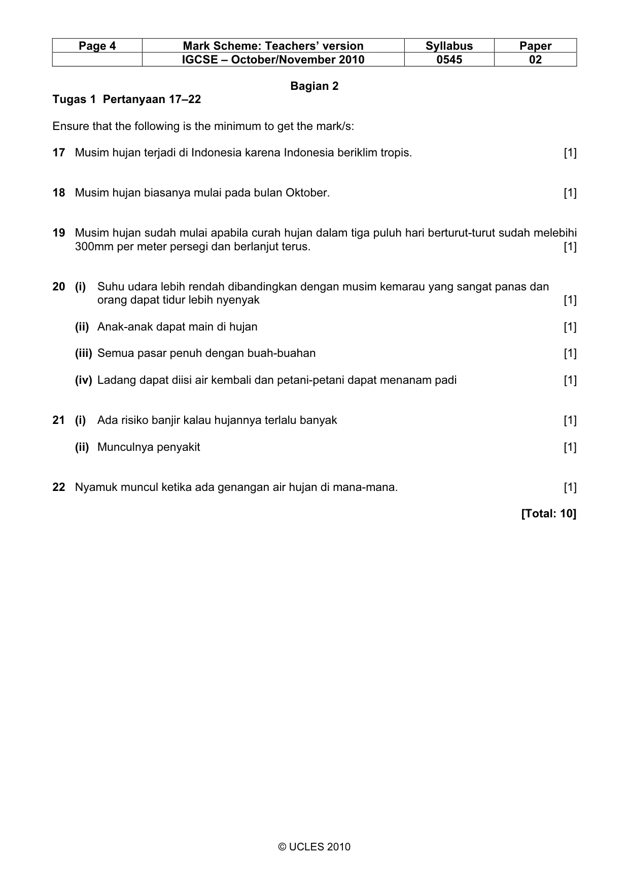 Mark scheme, page 4 of 6