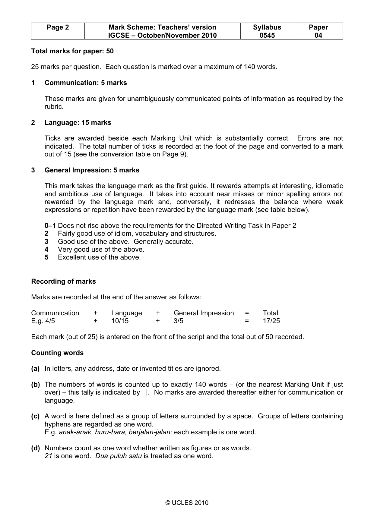 Mark scheme, page 2 of 10