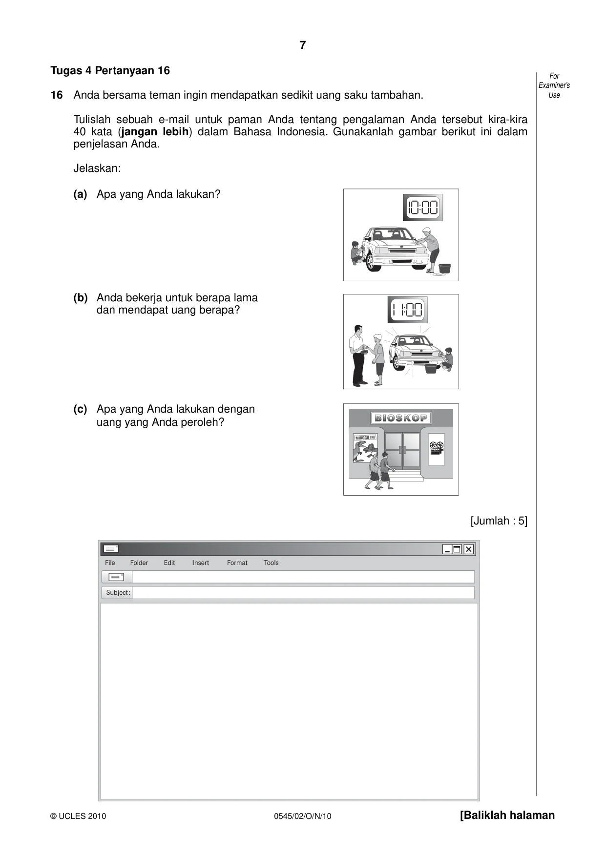 Cambridge IGCSE Indonesian - Foreign Language 0545 2010 Oct/Nov Paper 2 · Variant 1 question paper, page 7 of 16