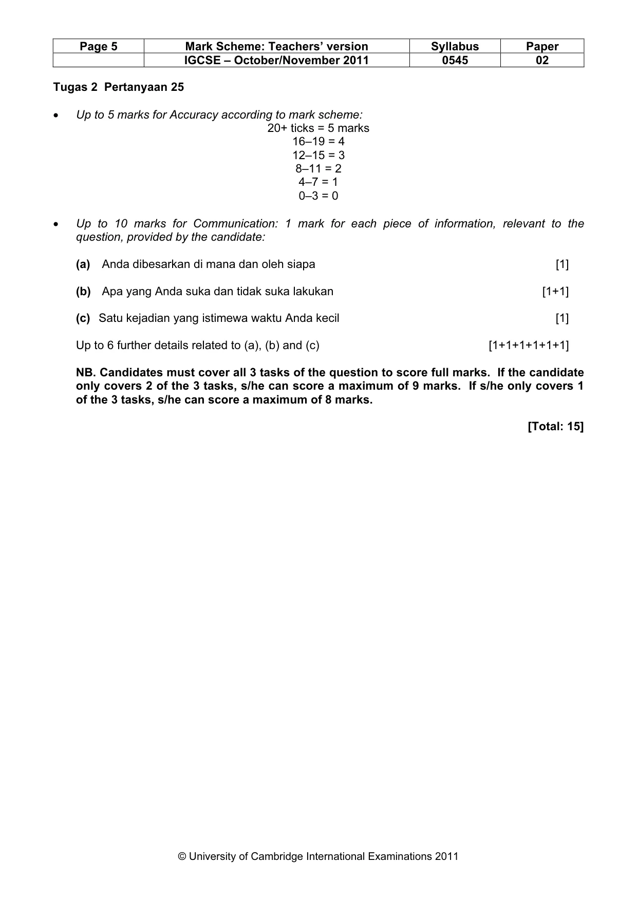 Mark scheme, page 5 of 12