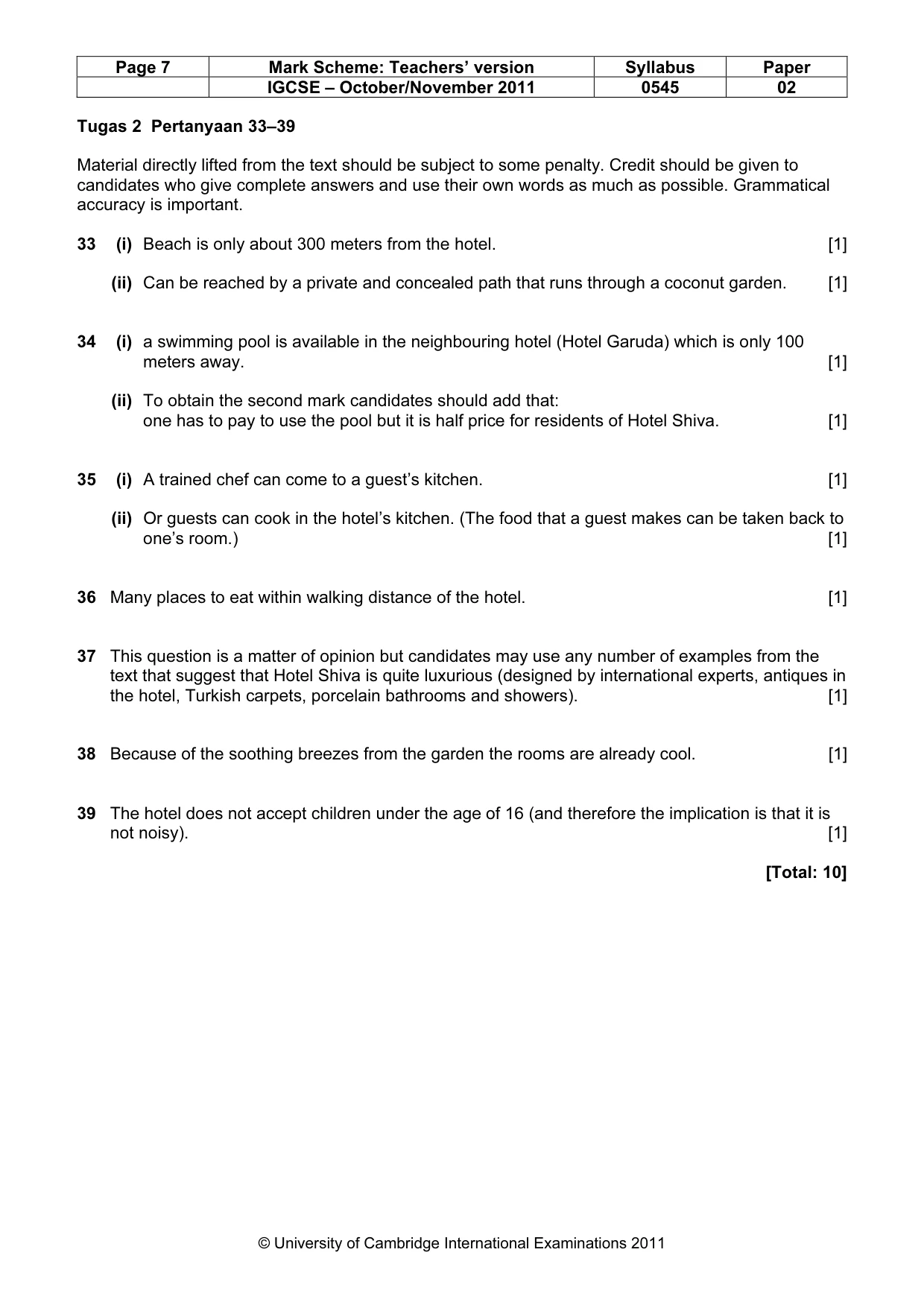 Mark scheme, page 7 of 12