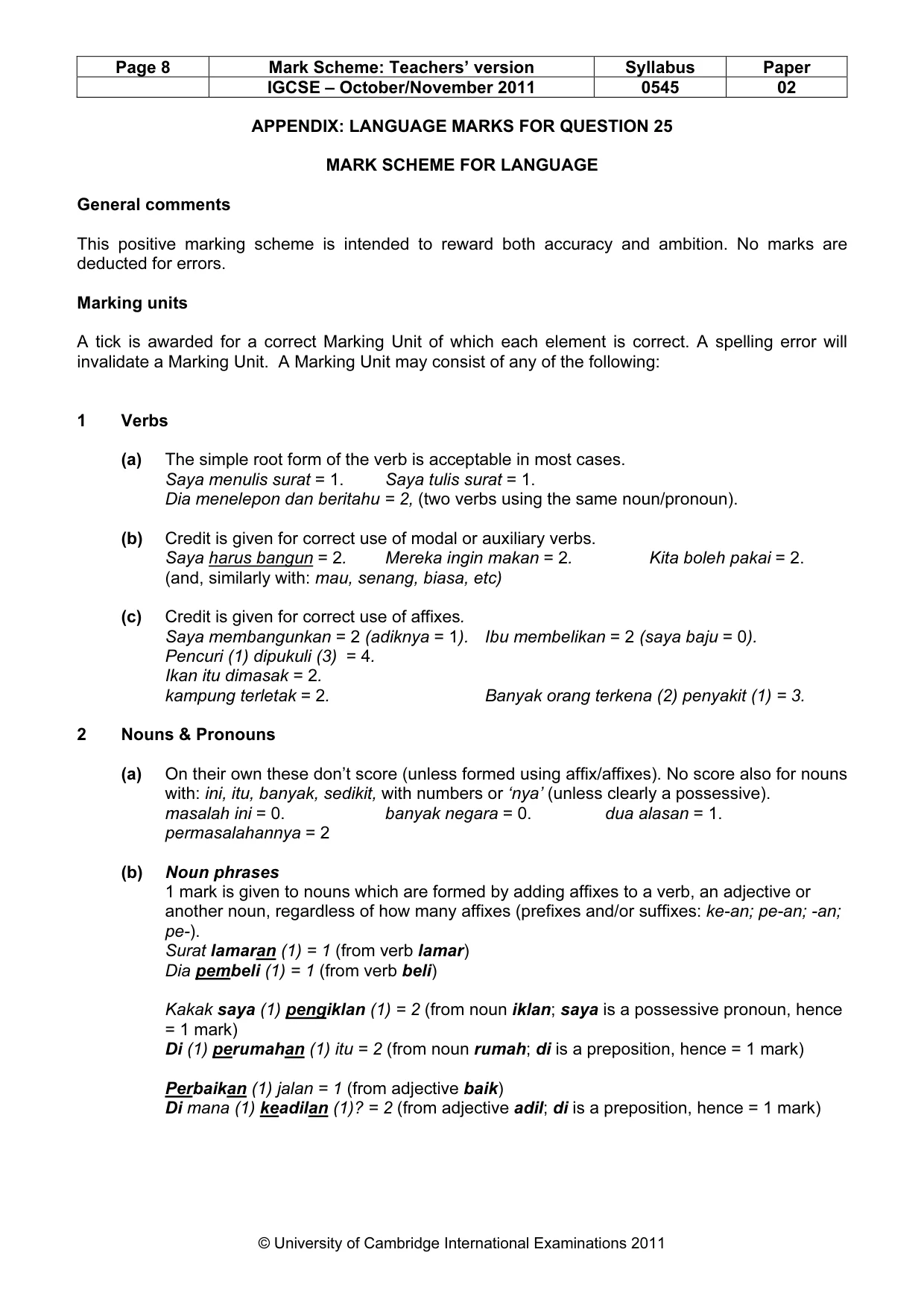 Mark scheme, page 8 of 12