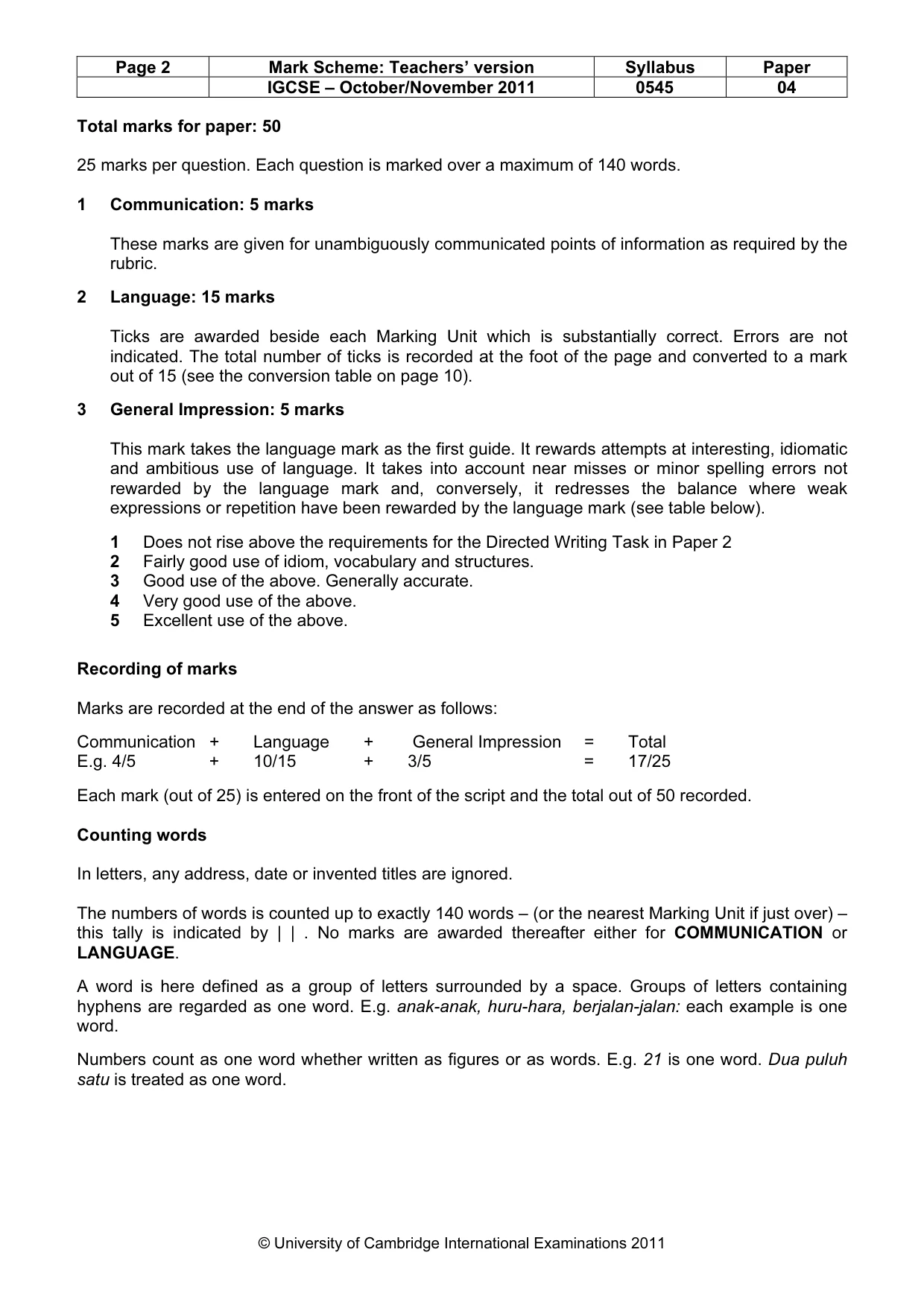 Mark scheme, page 2 of 11