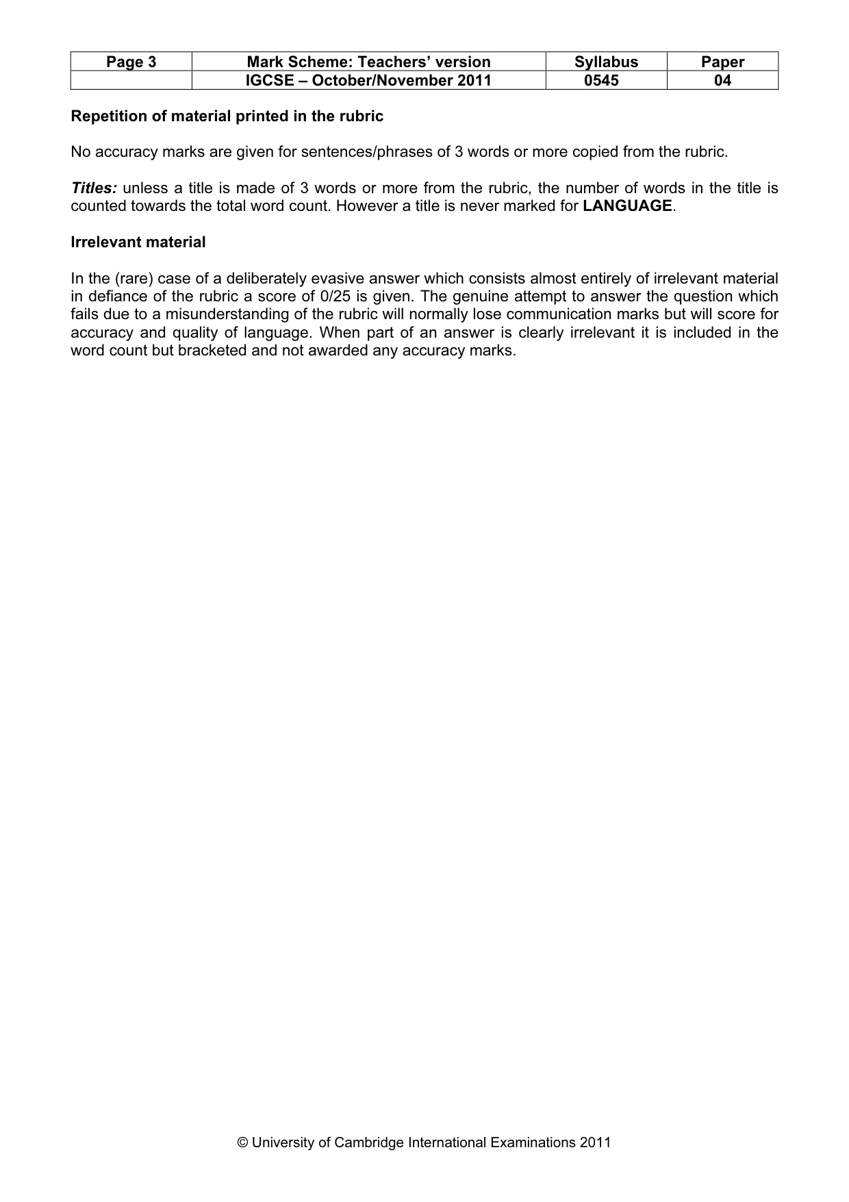 Mark scheme, page 3 of 11