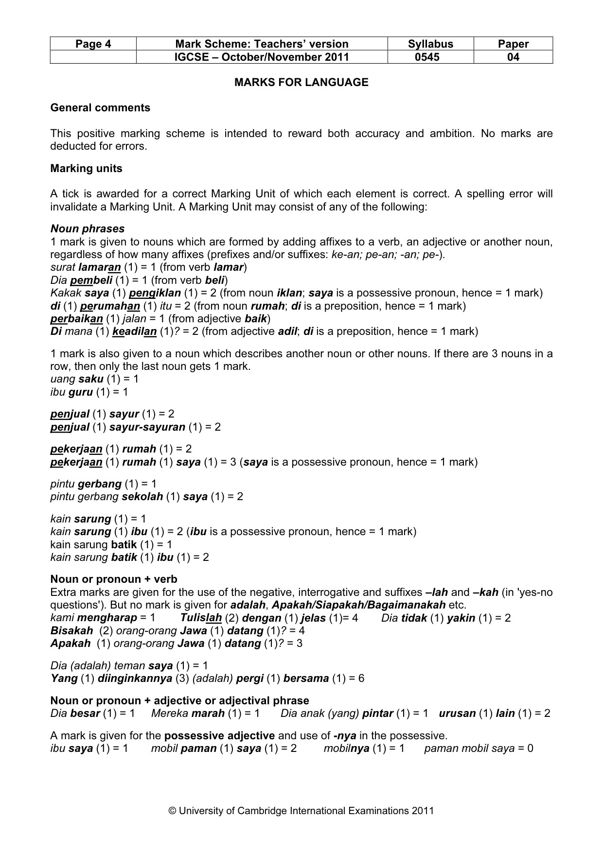 Mark scheme, page 4 of 11
