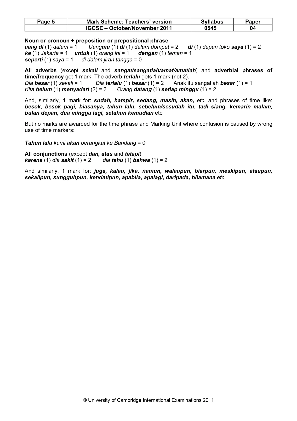 Mark scheme, page 5 of 11