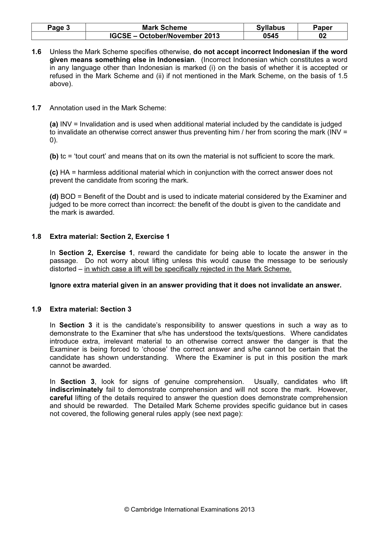 Mark scheme, page 3 of 11