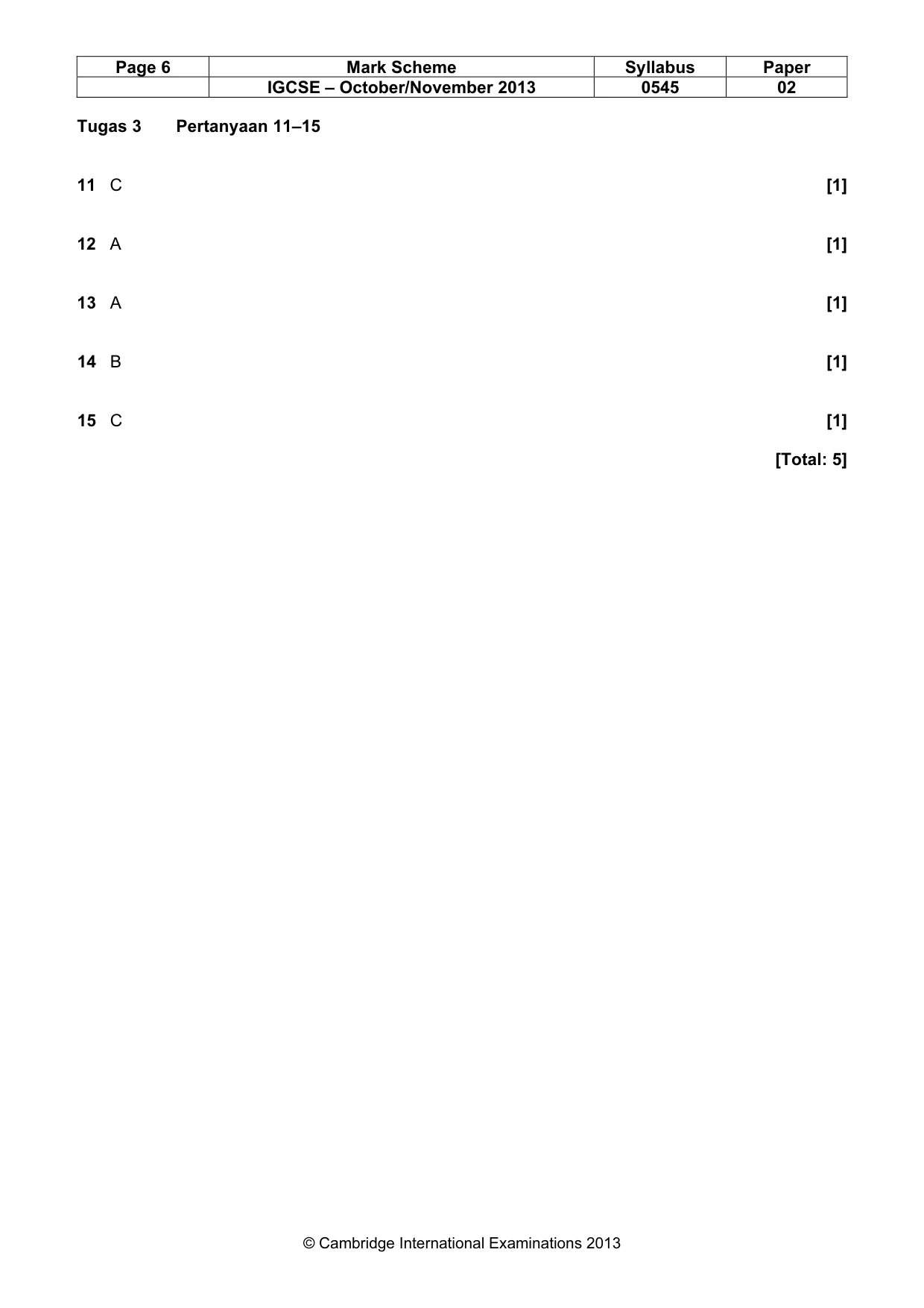 Mark scheme, page 6 of 11