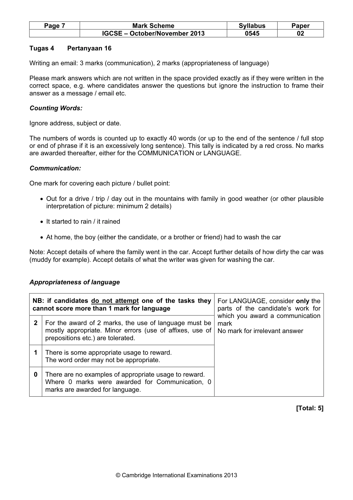 Mark scheme, page 7 of 11
