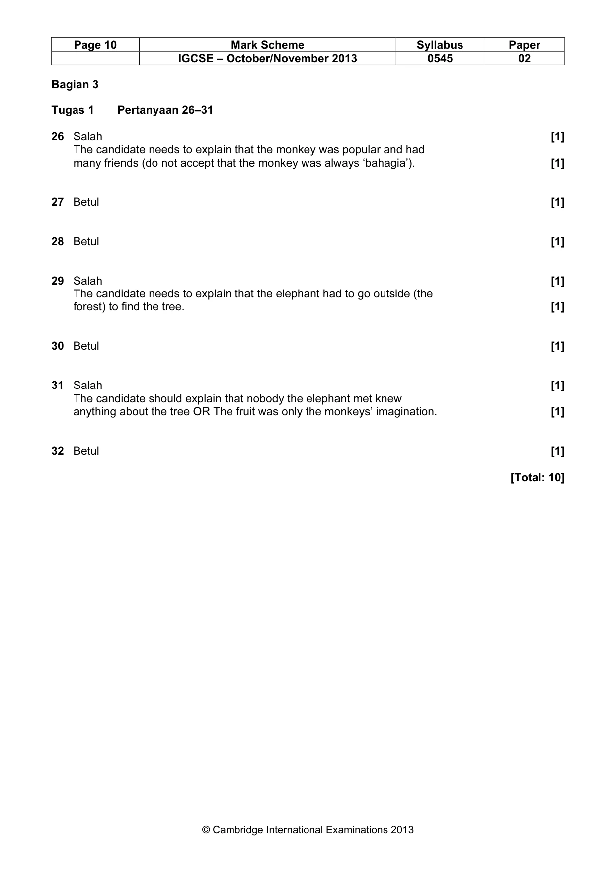 Mark scheme, page 10 of 11