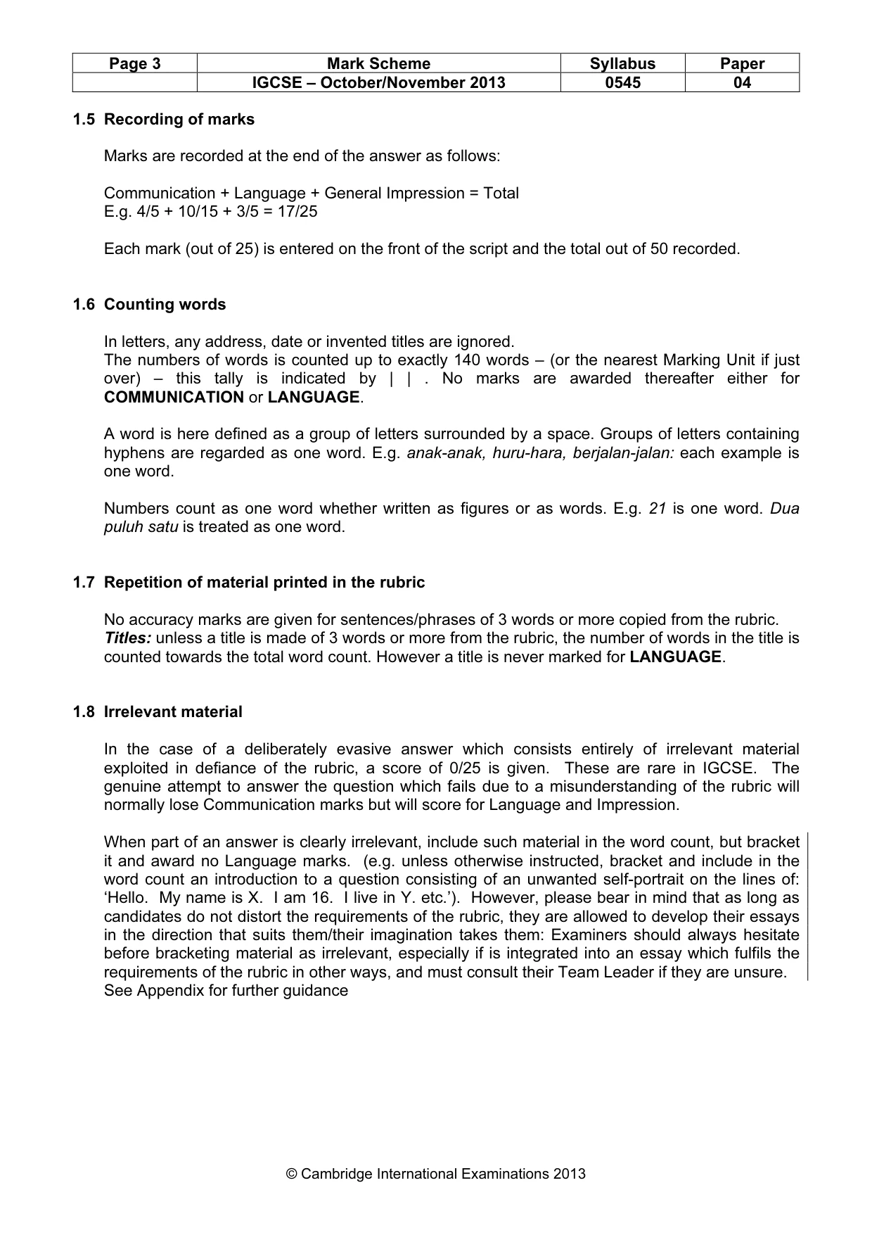 Mark scheme, page 3 of 15