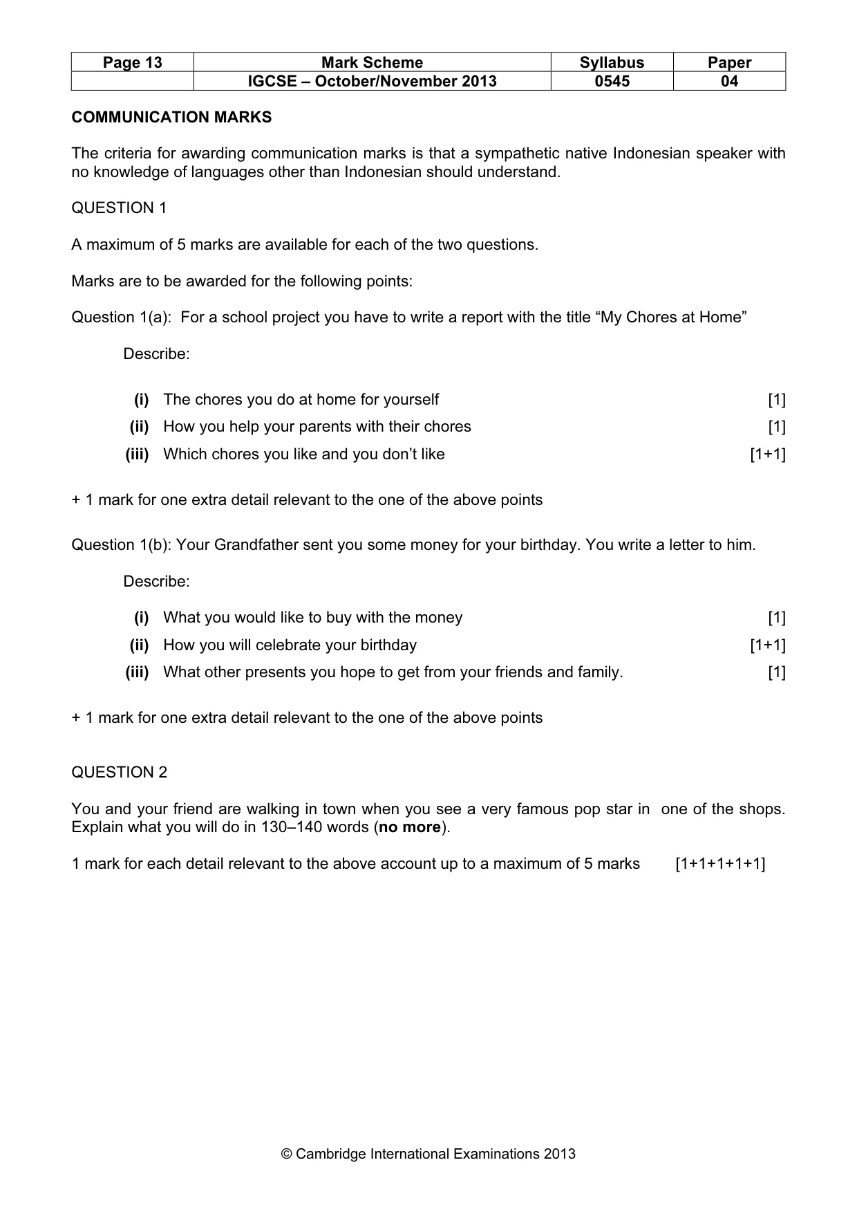 Mark scheme, page 13 of 15