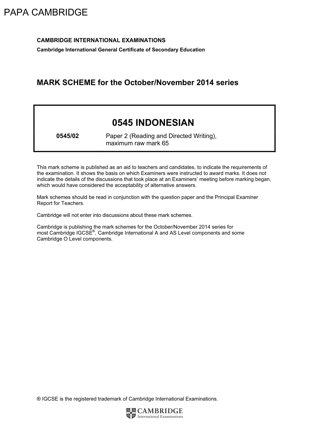Mark scheme, page 1 of 11