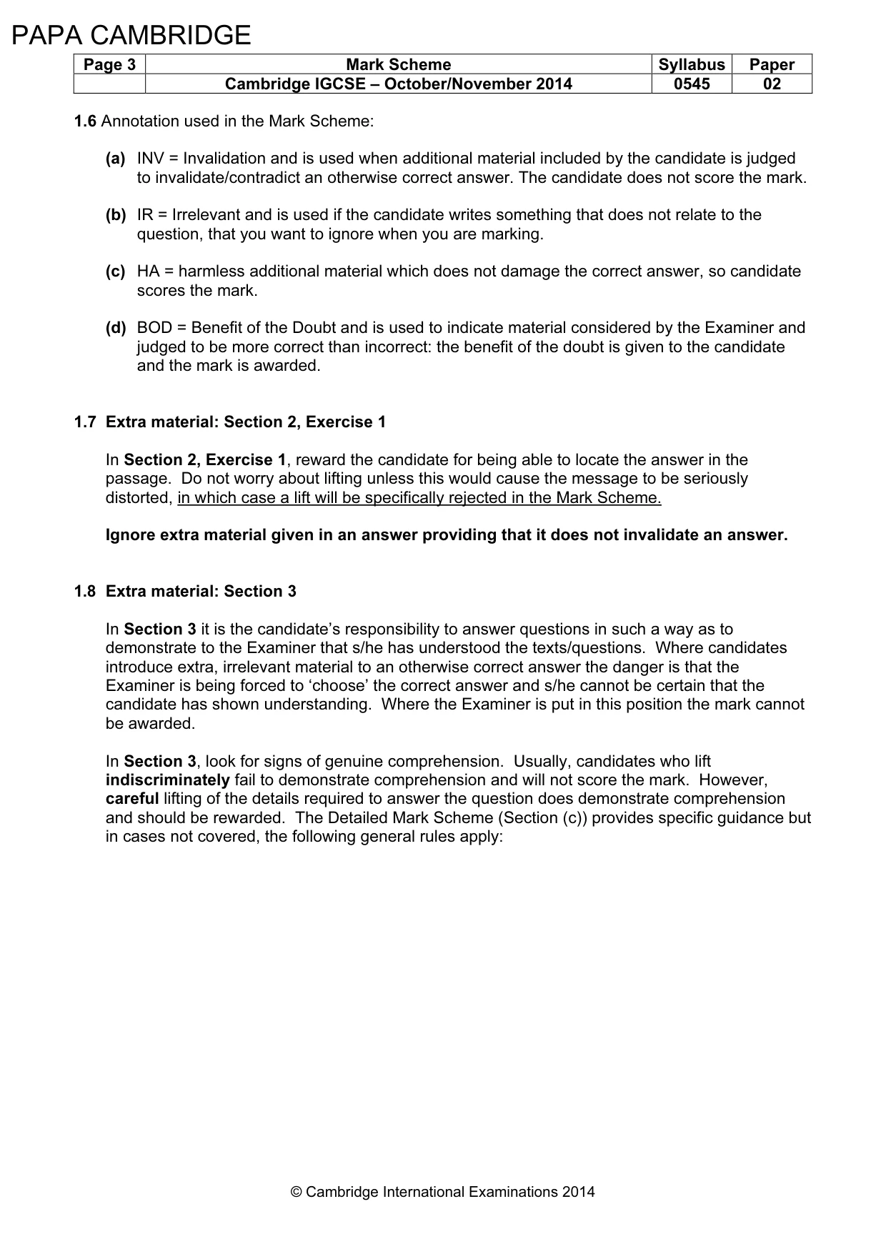 Mark scheme, page 3 of 11