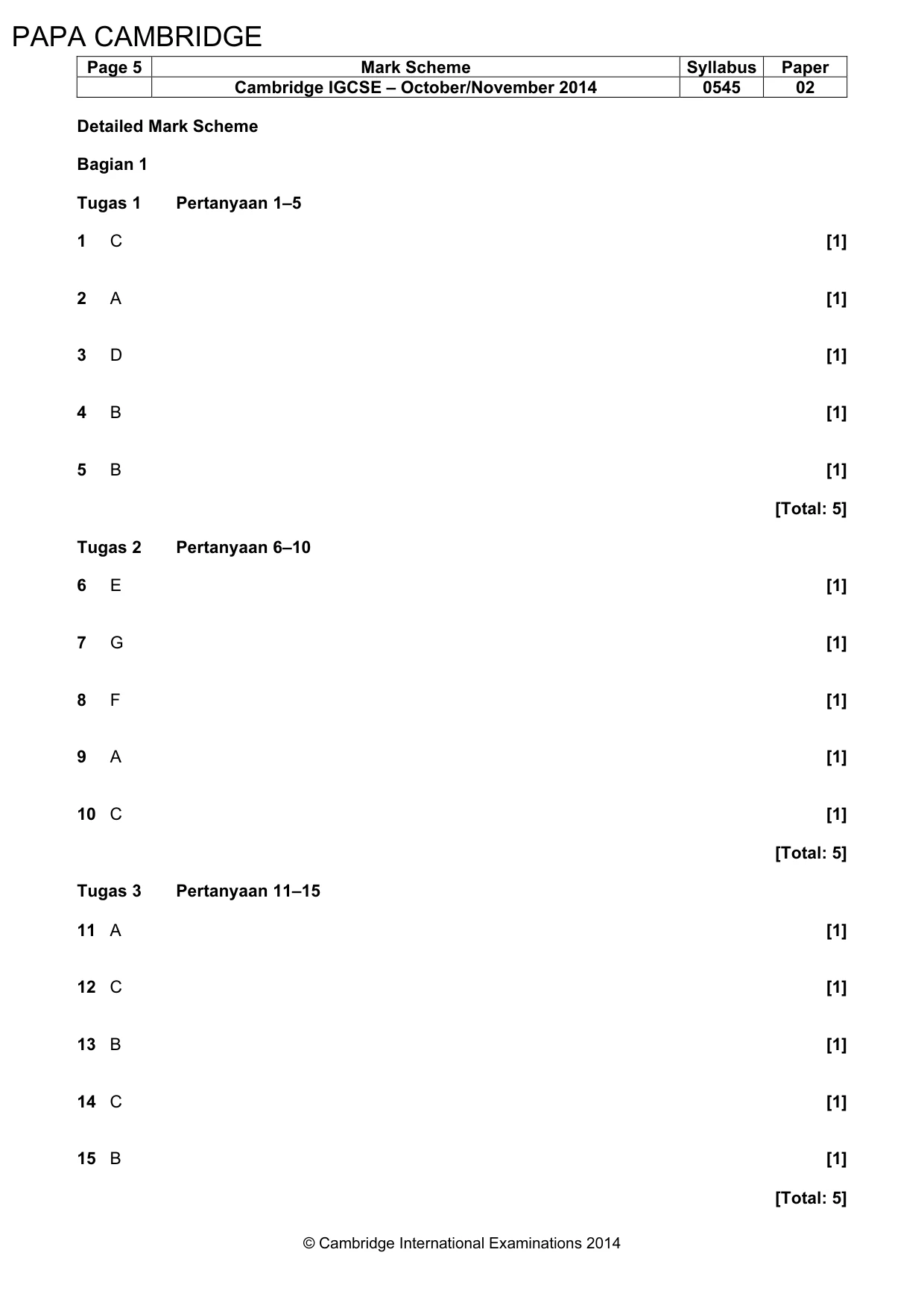 Mark scheme, page 5 of 11