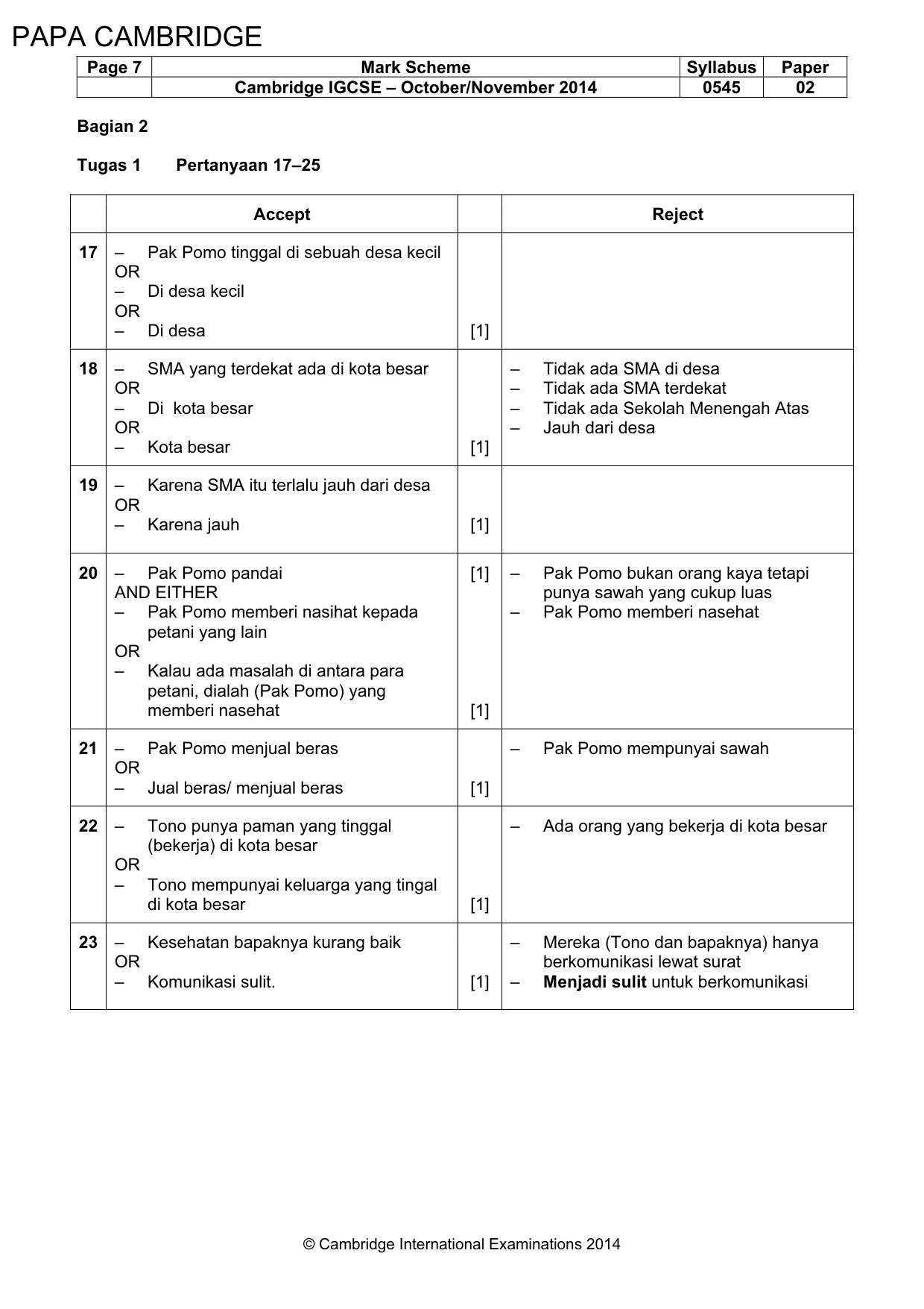 Mark scheme, page 7 of 11