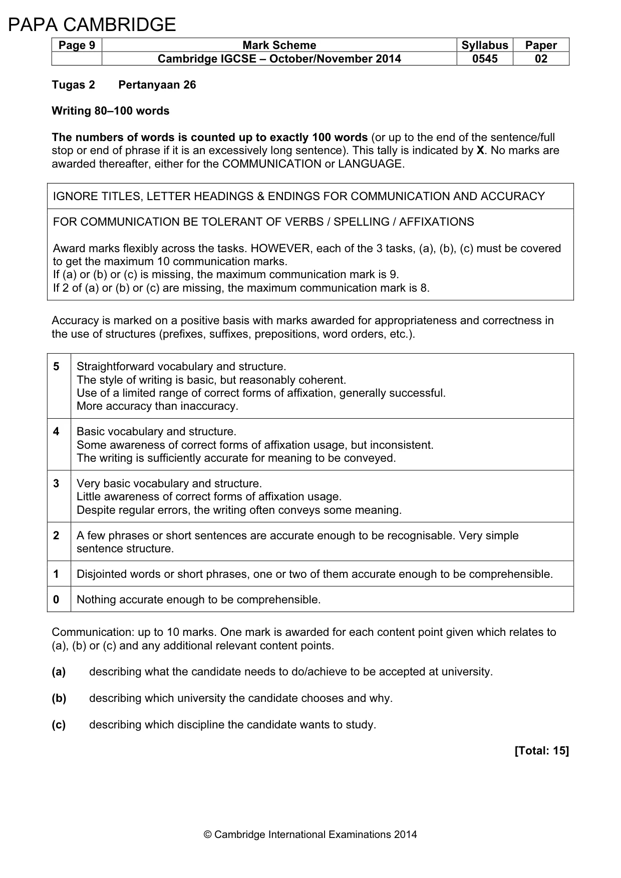 Mark scheme, page 9 of 11
