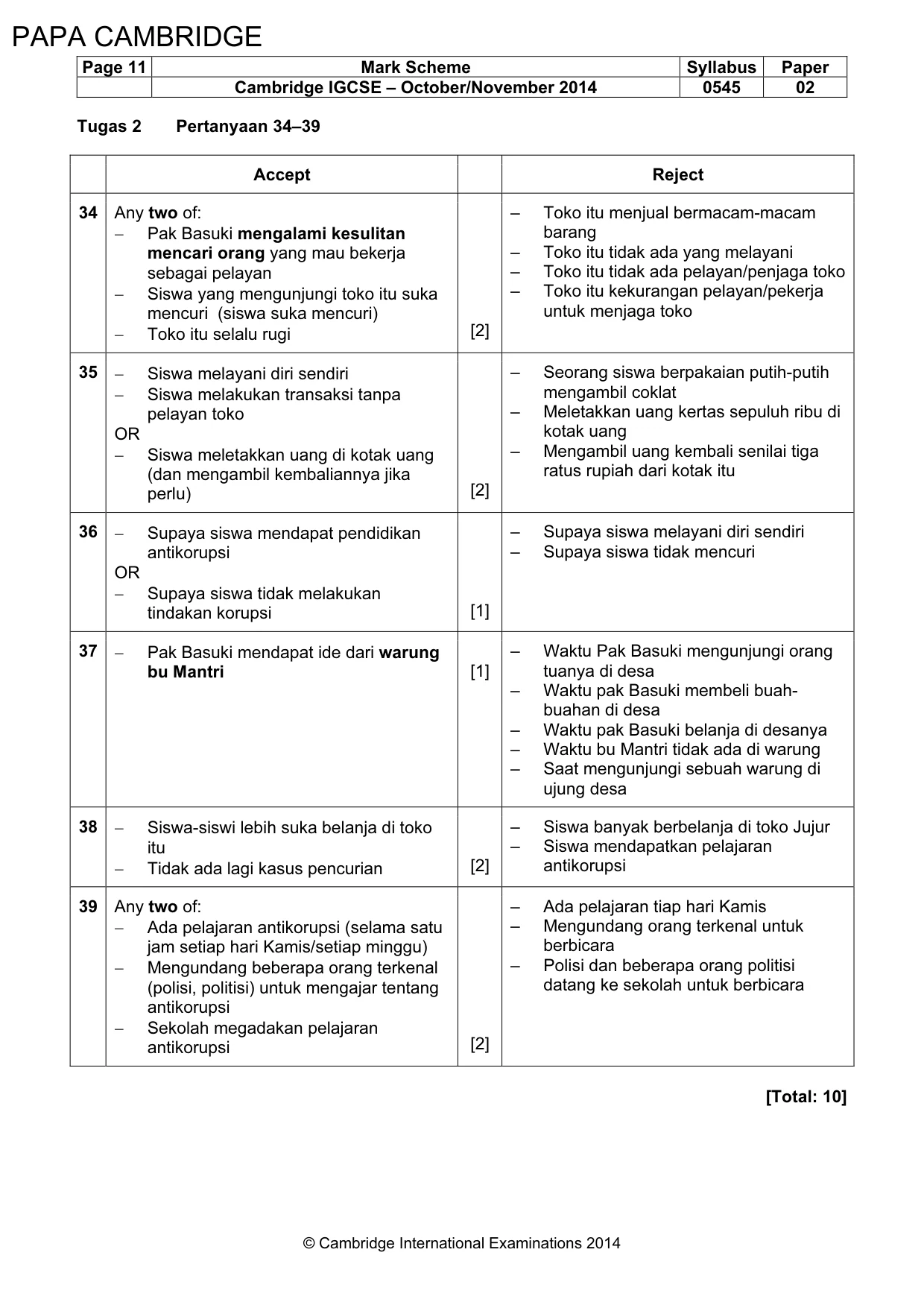 Mark scheme, page 11 of 11