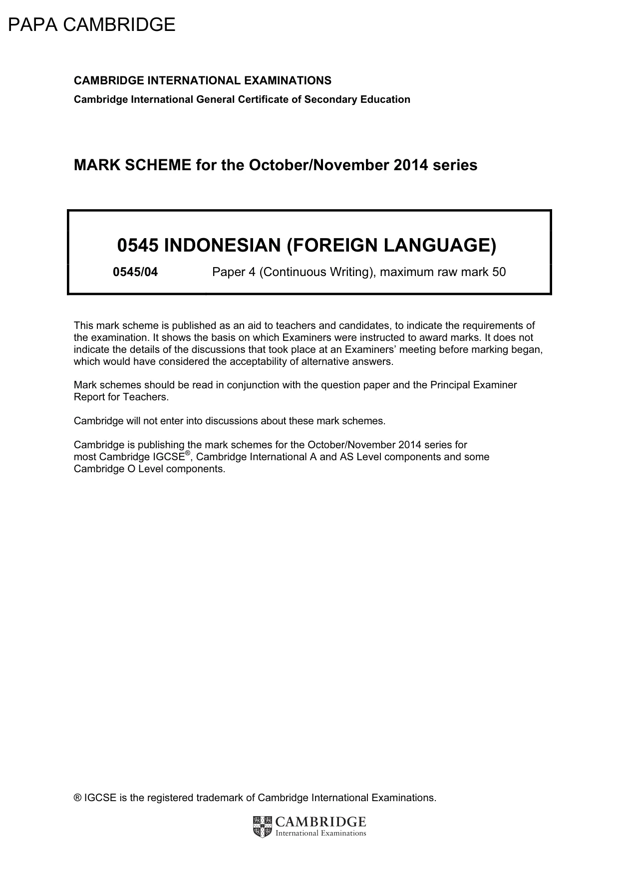 Mark scheme, page 1 of 15