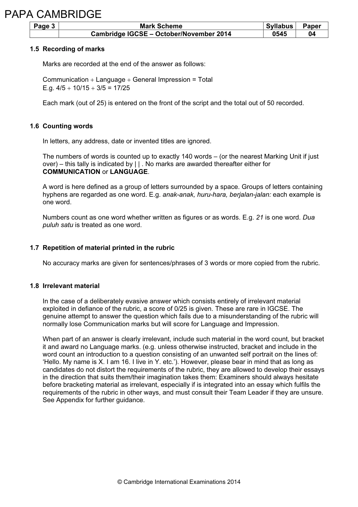 Mark scheme, page 3 of 15