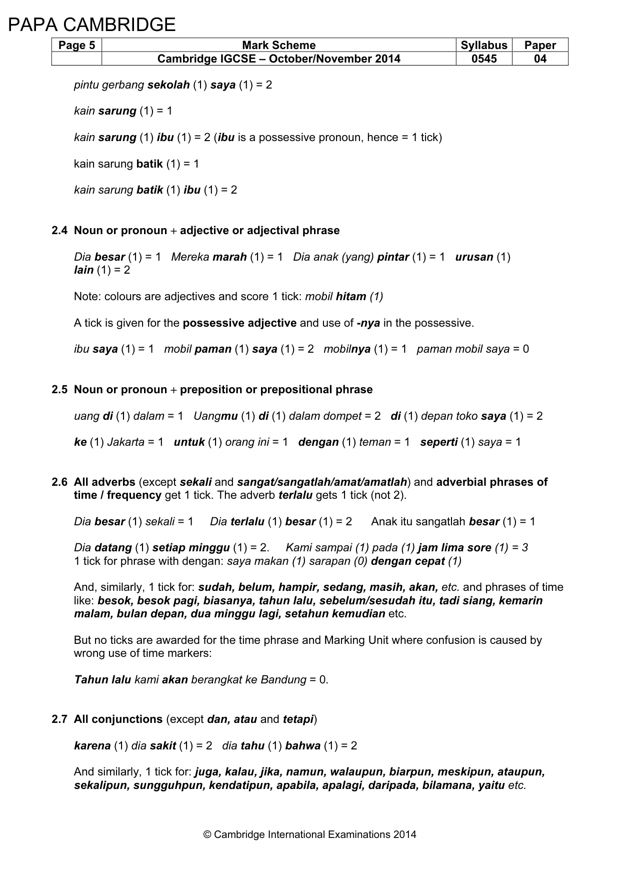 Mark scheme, page 5 of 15