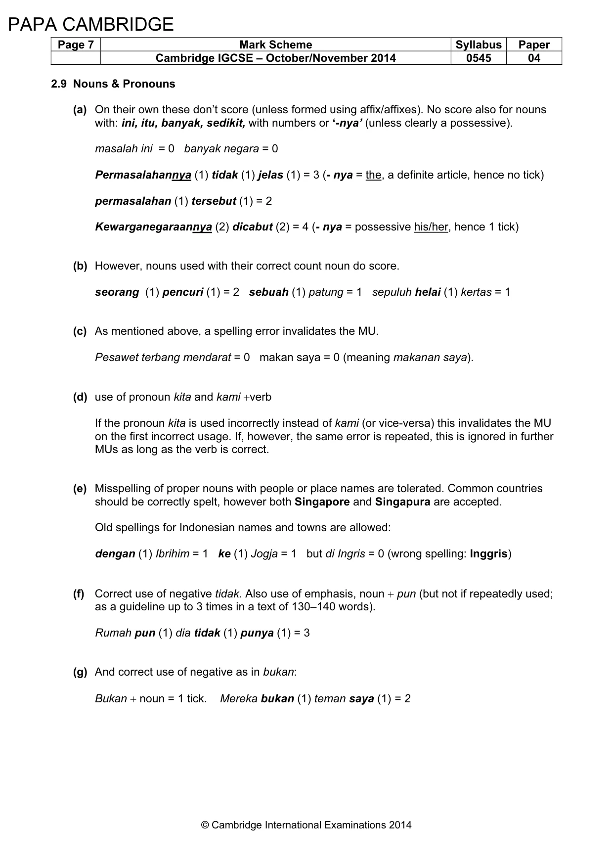 Mark scheme, page 7 of 15