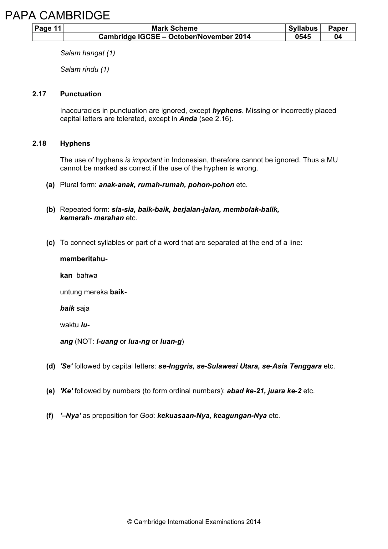 Mark scheme, page 11 of 15