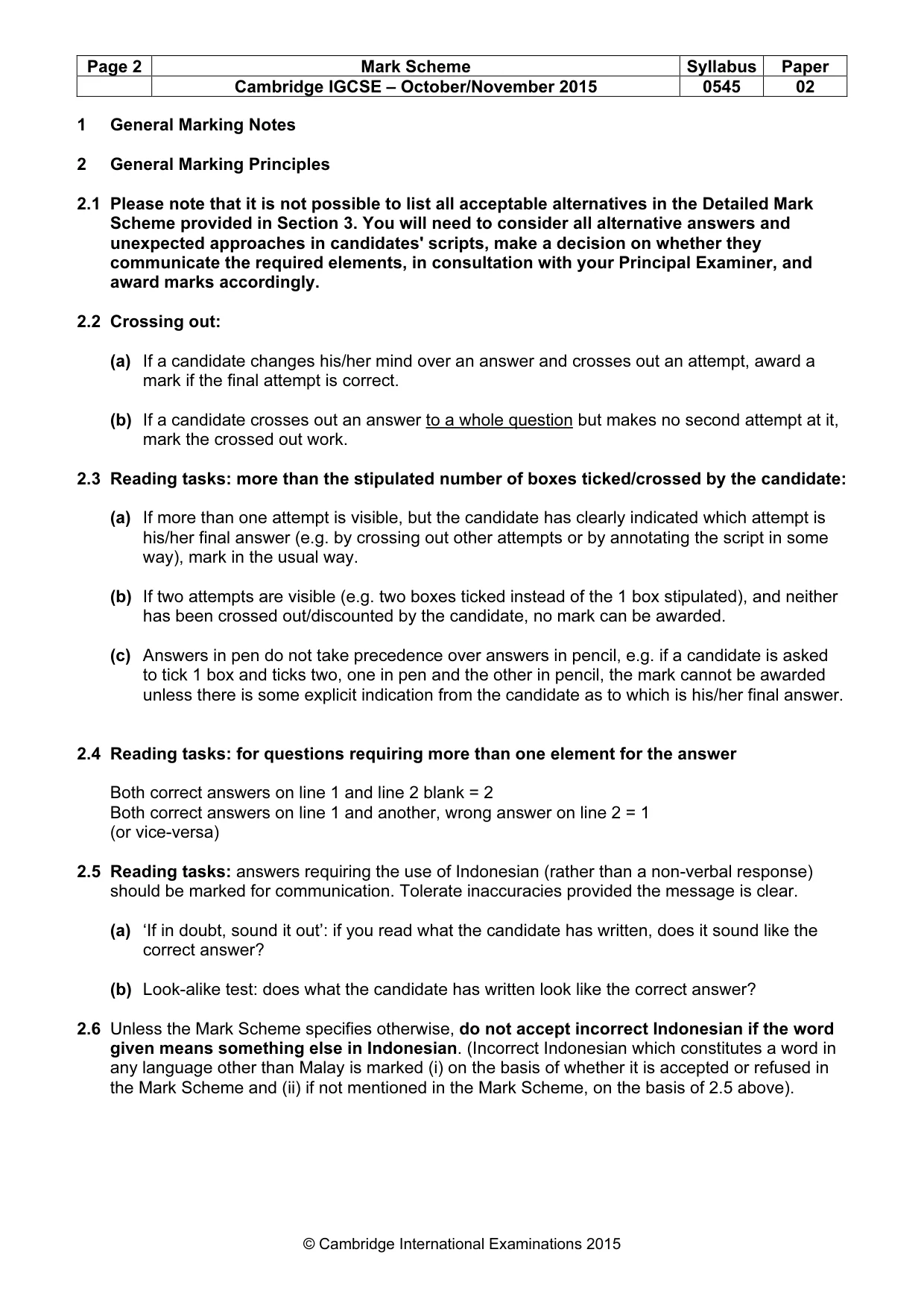 Mark scheme, page 2 of 11