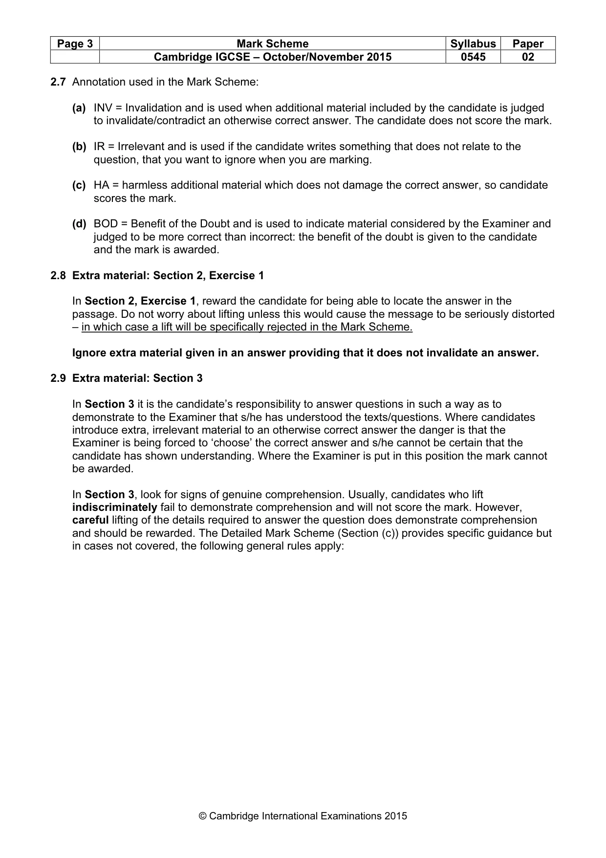Mark scheme, page 3 of 11