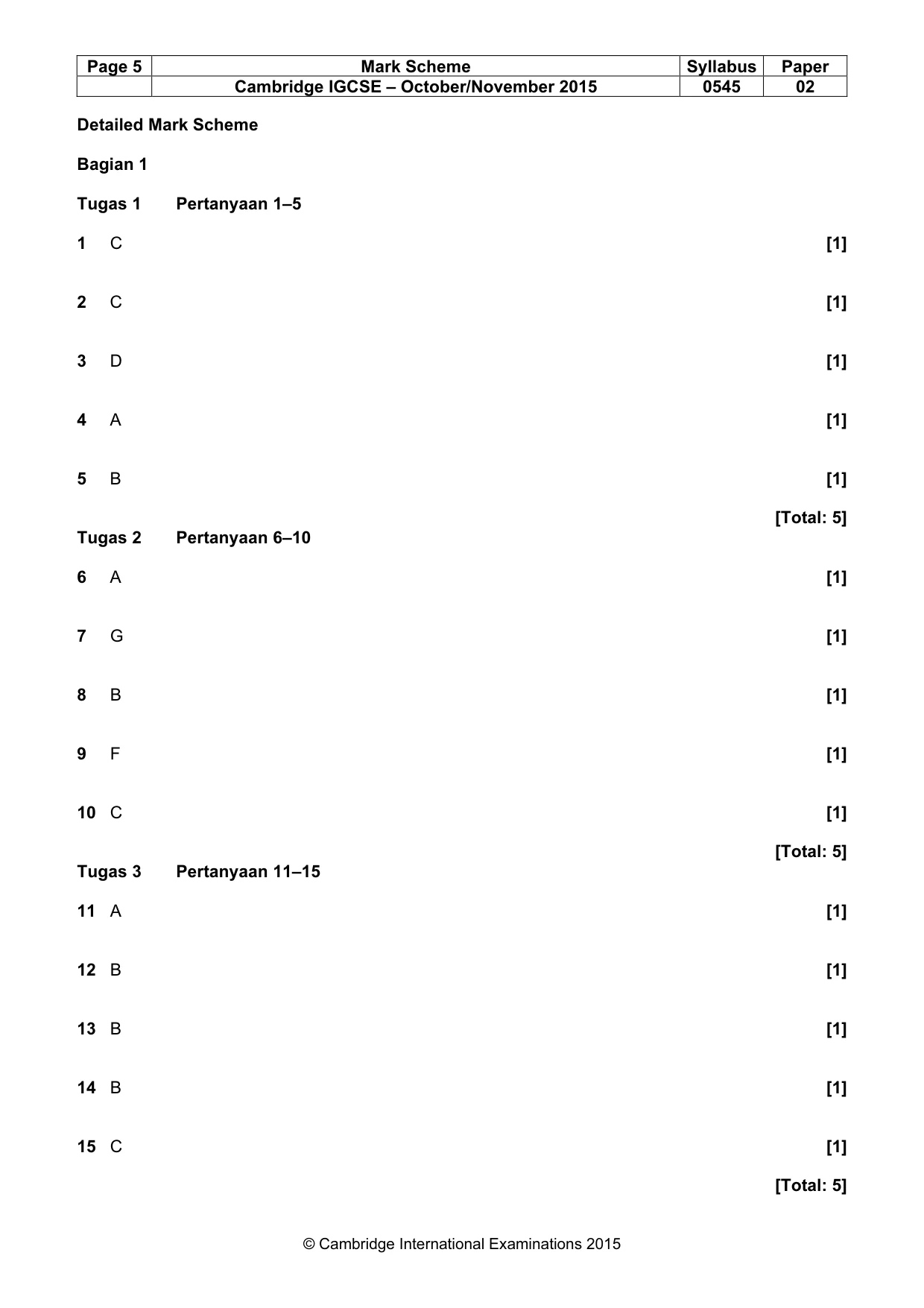 Mark scheme, page 5 of 11