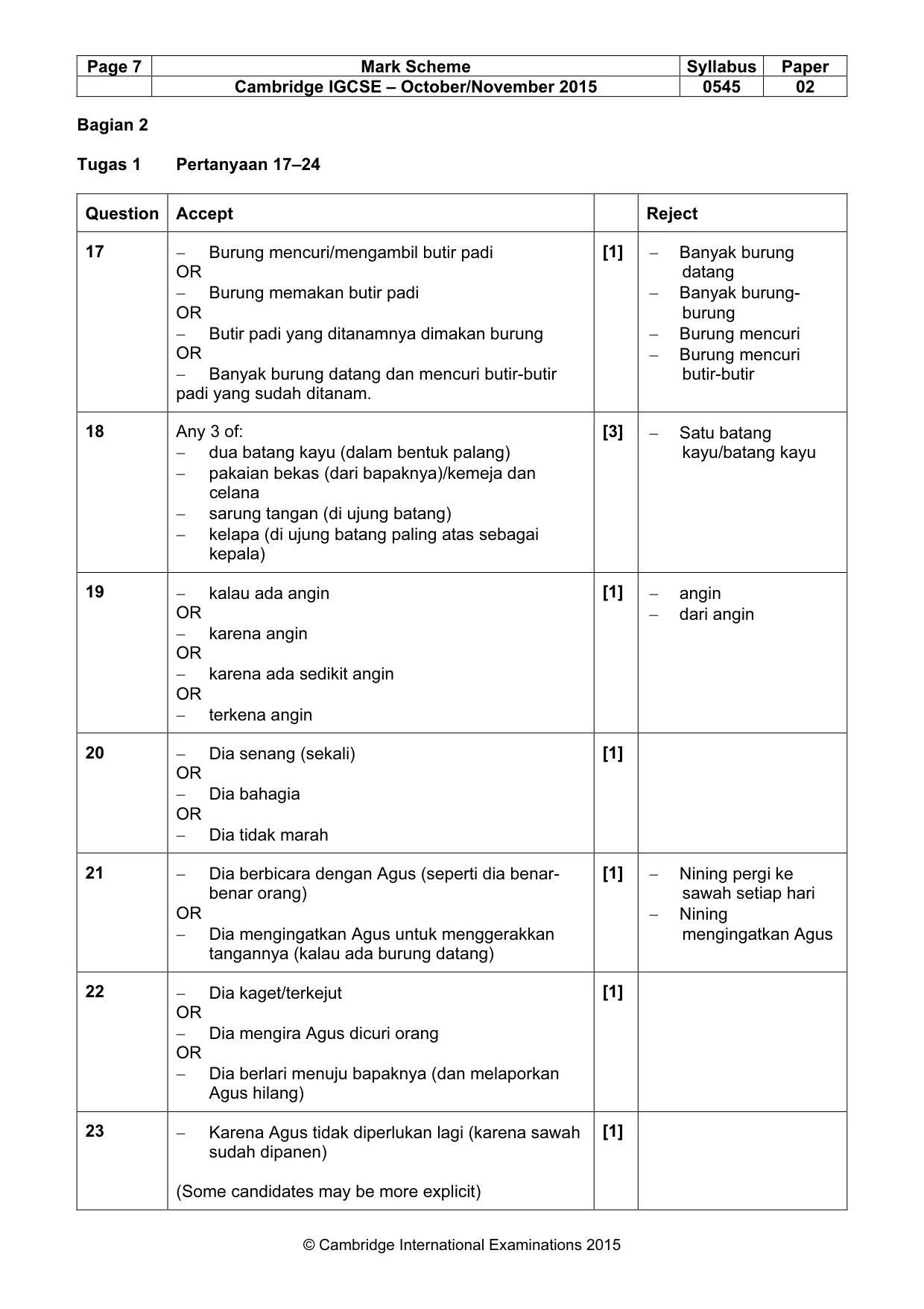 Mark scheme, page 7 of 11