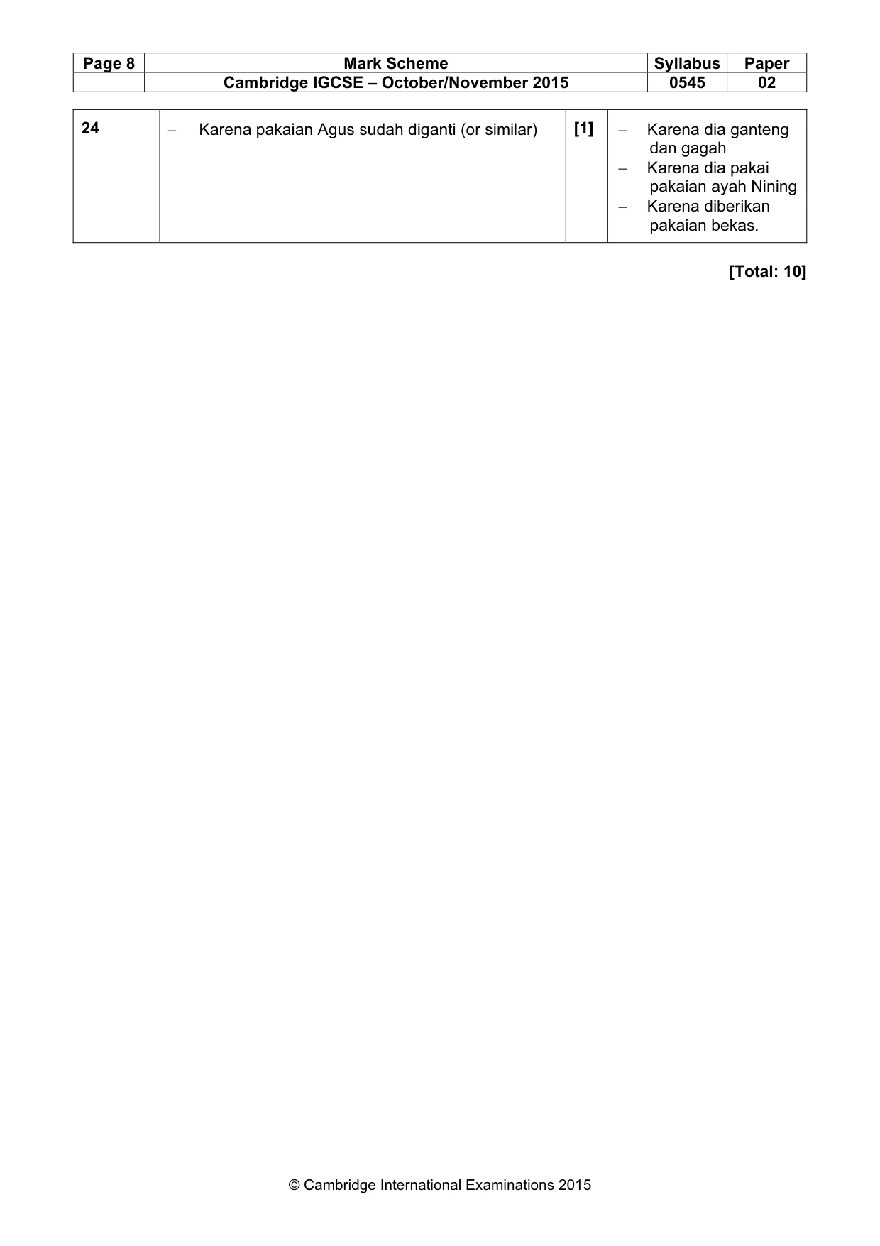 Mark scheme, page 8 of 11