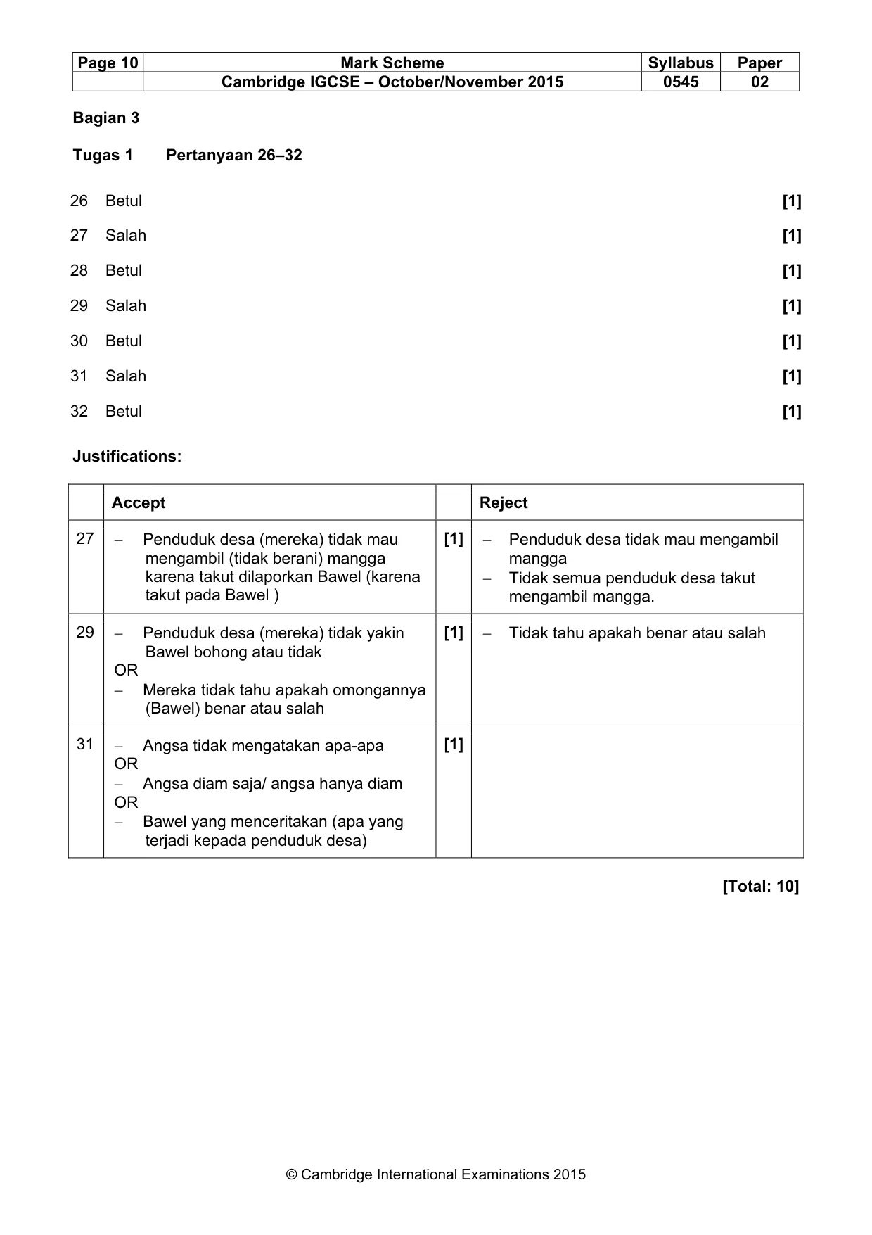 Mark scheme, page 10 of 11