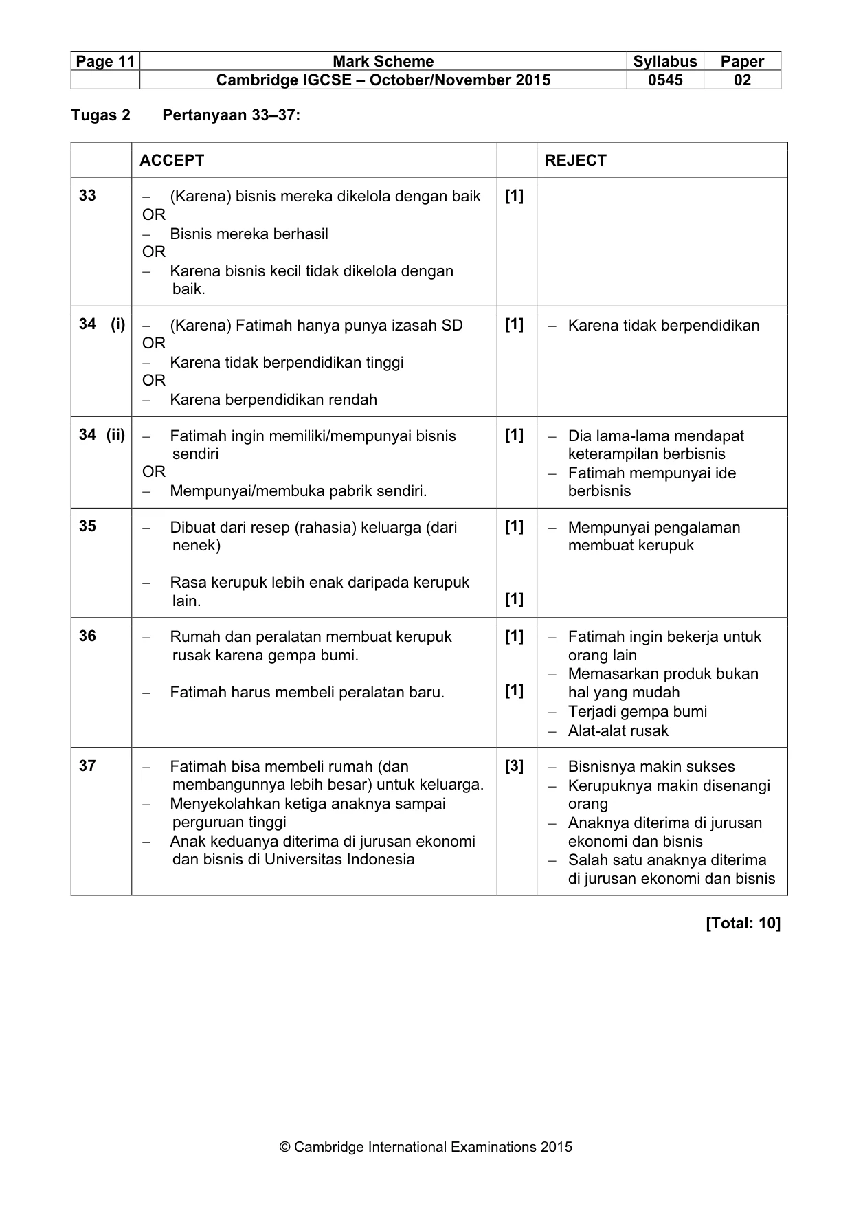 Mark scheme, page 11 of 11