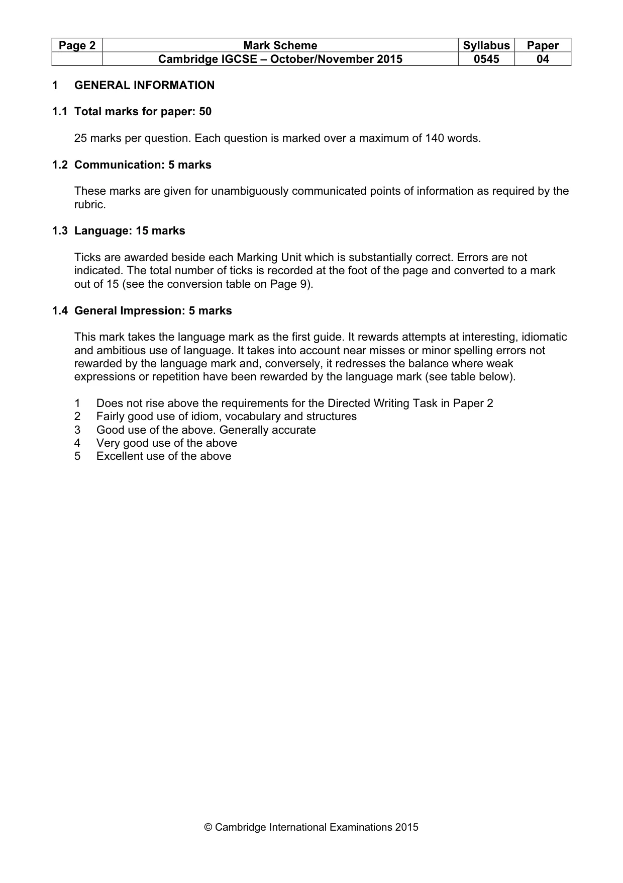Mark scheme, page 2 of 15